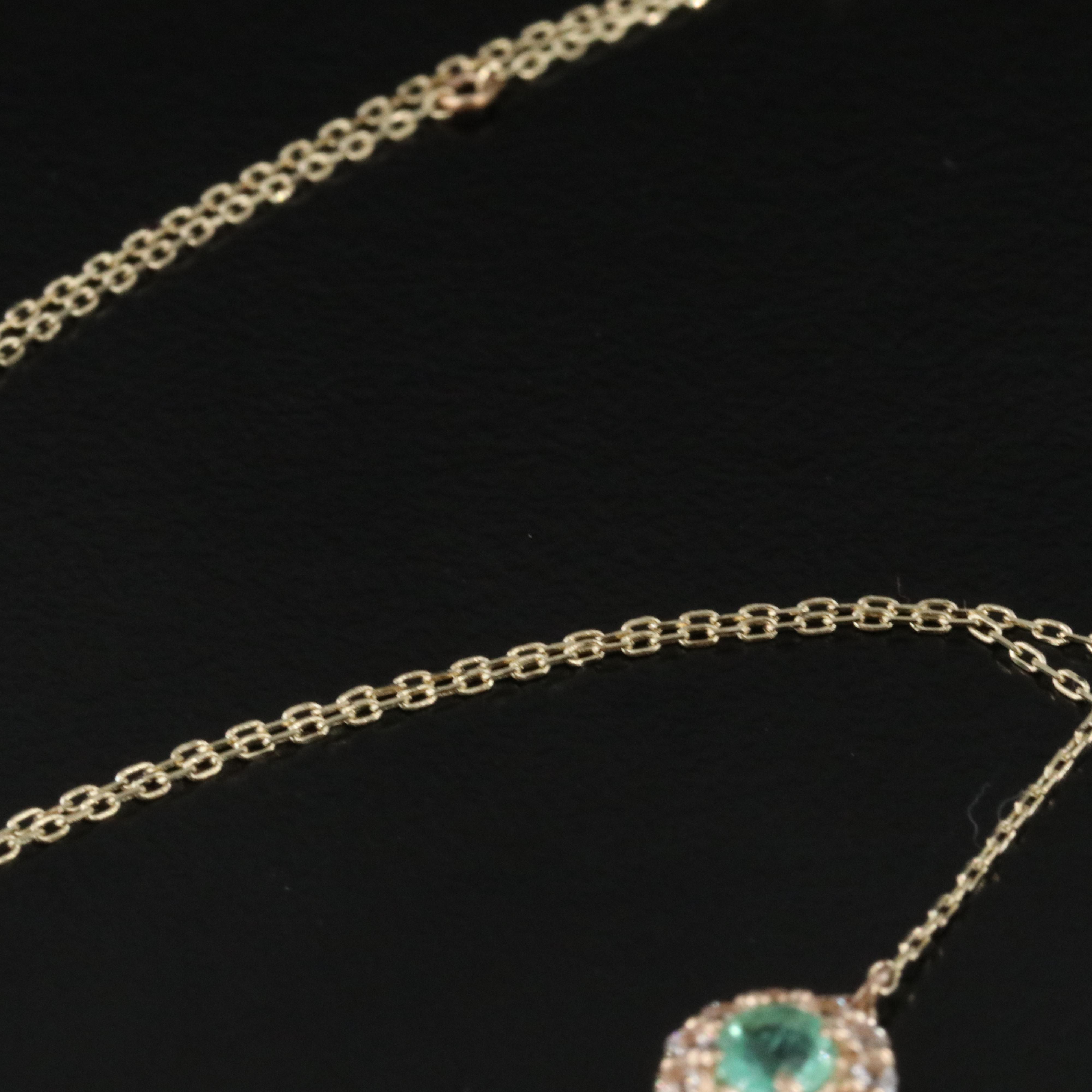 14K Emerald and White Sapphire Necklace