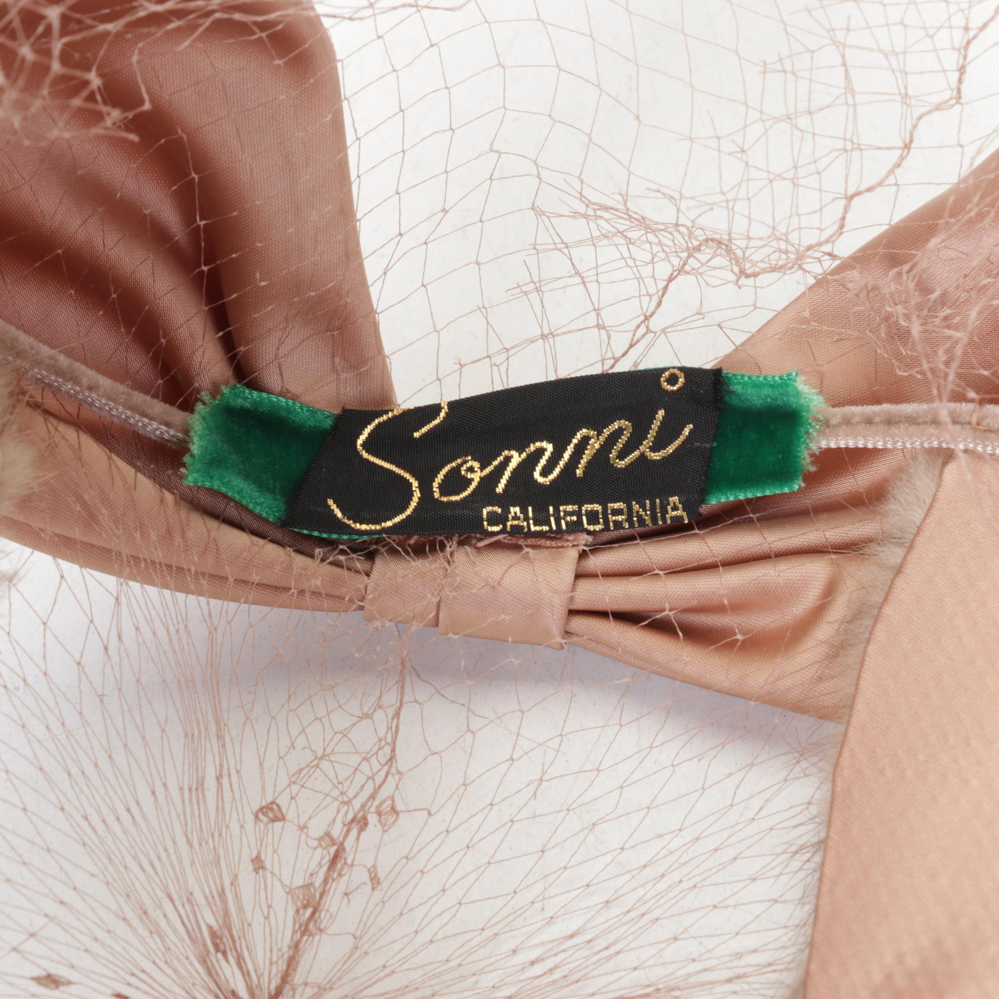 Alpaca Fur Hat with Mink Fur Collar and Headband with Veil by Sonni