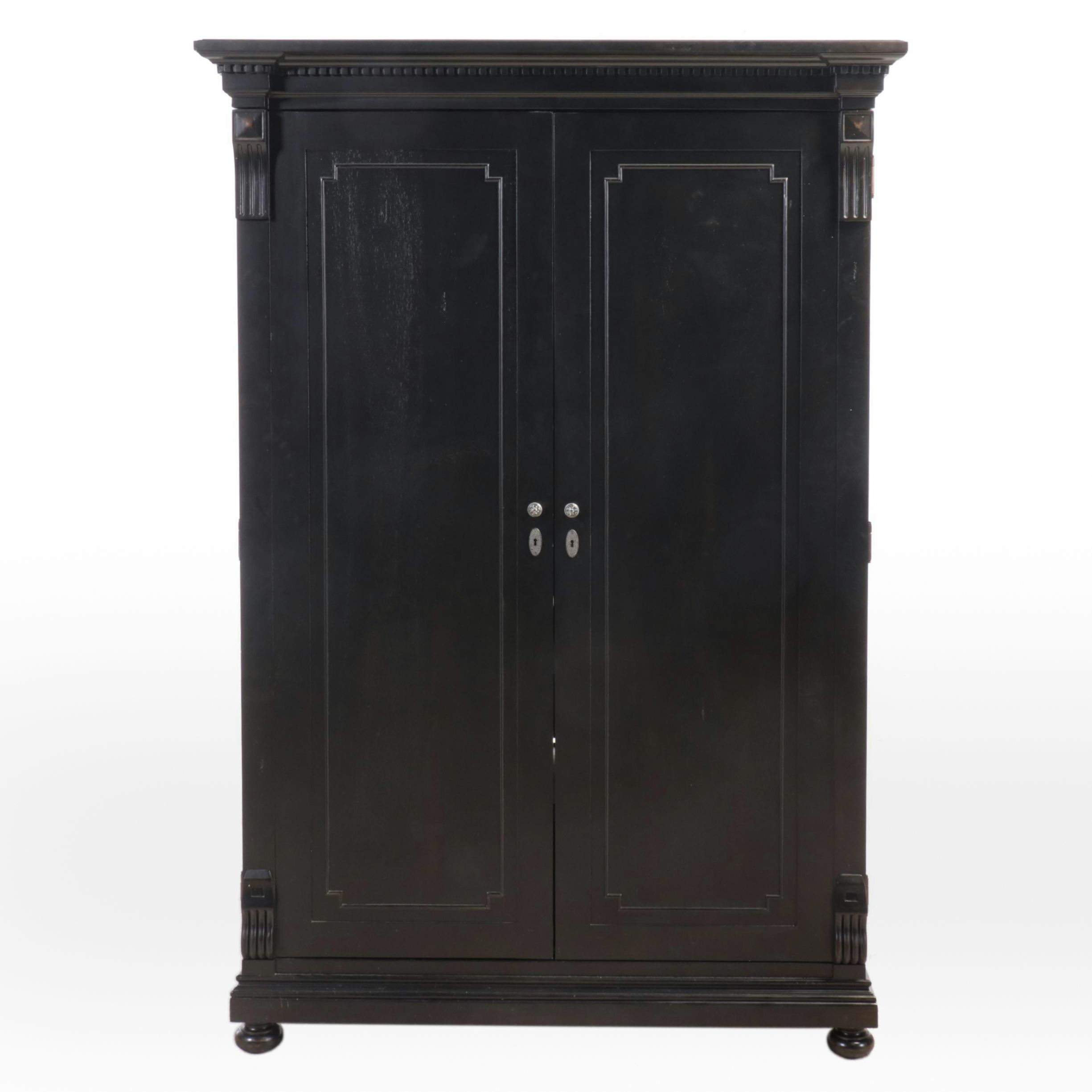 Restoration Hardware "St. James" Ebonized Wood Media Cabinet/Armoire, 2022