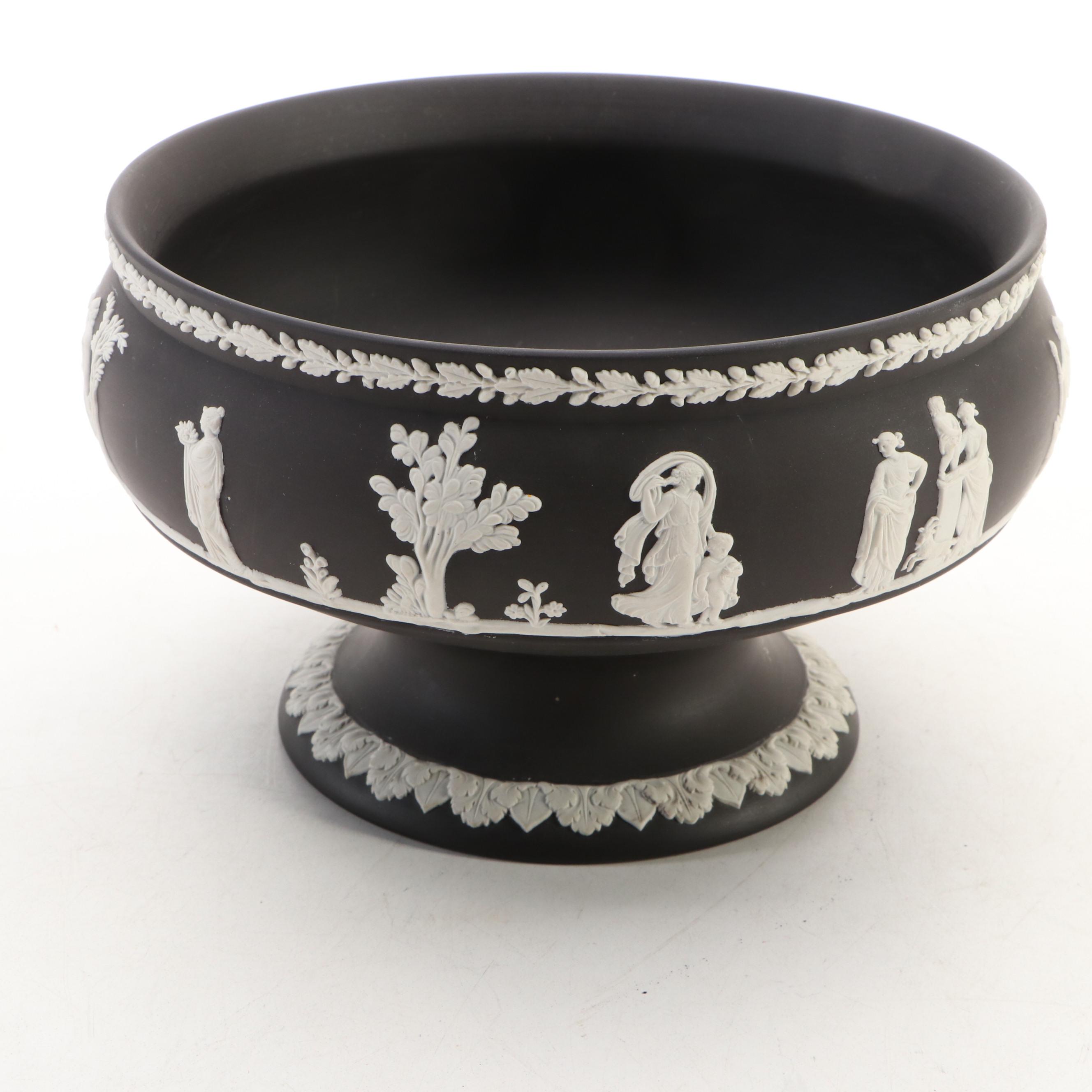 Wedgwood Black Jasperware Pedestal Bowl