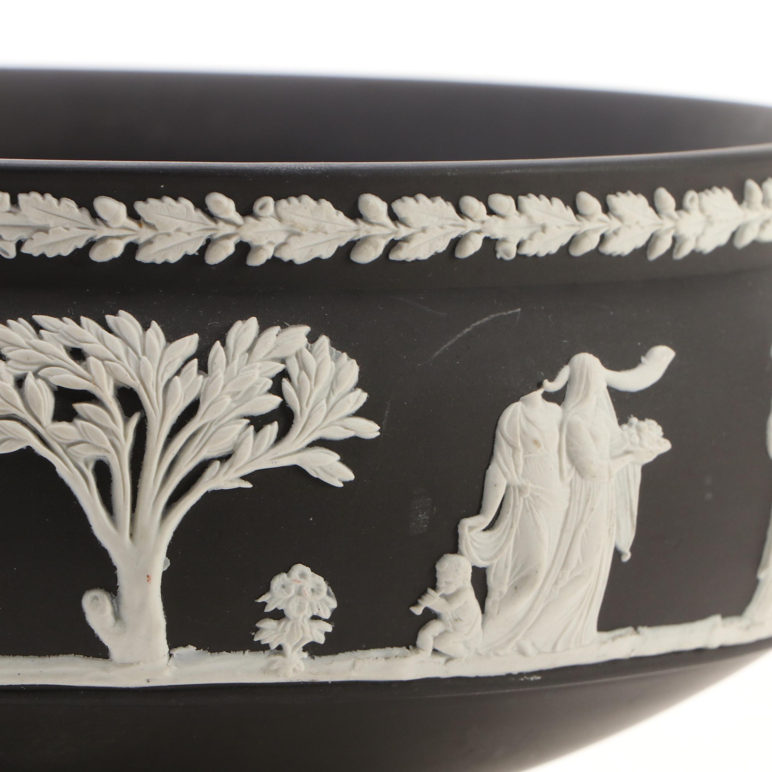Wedgwood Black Jasperware Pedestal Bowl