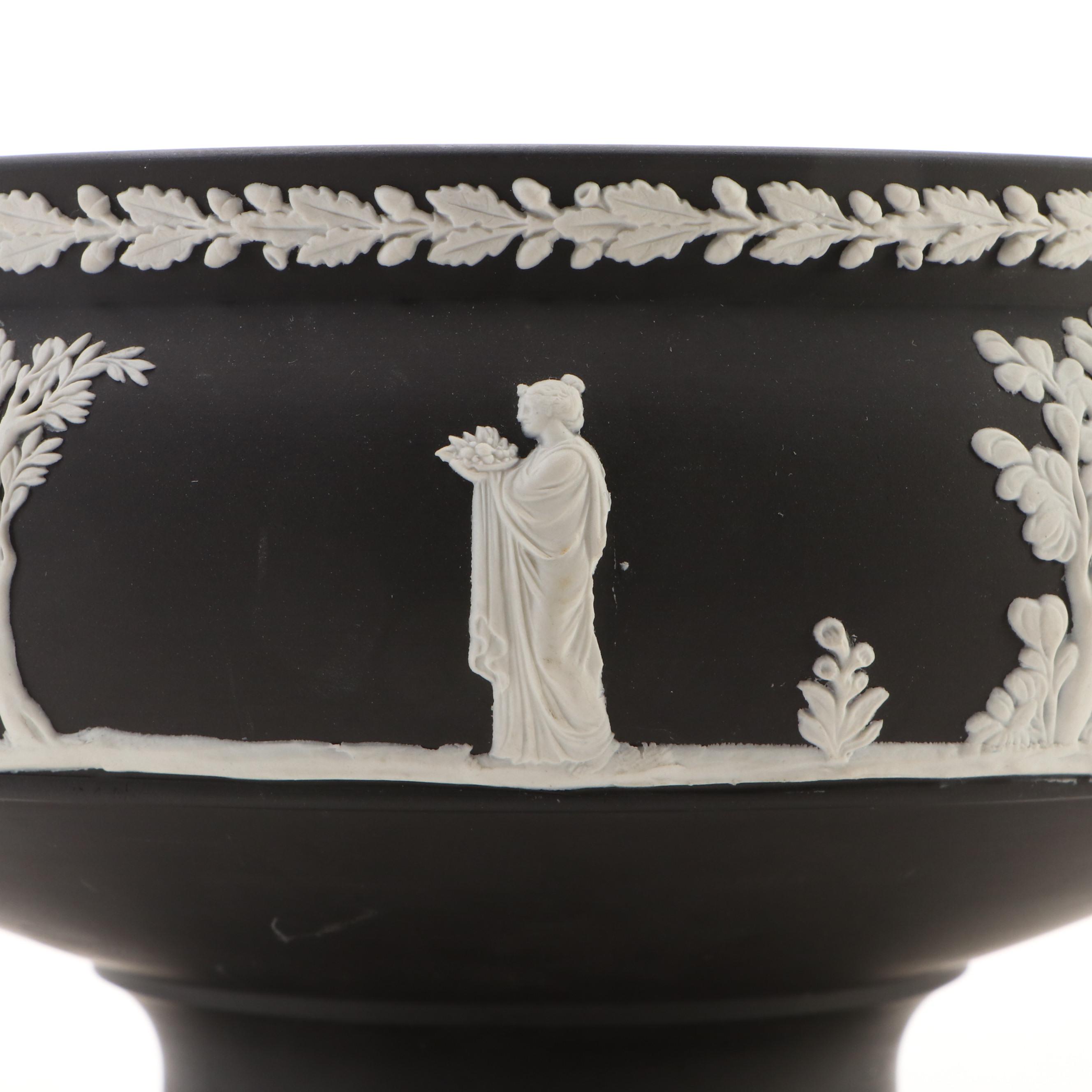 Wedgwood Black Jasperware Pedestal Bowl