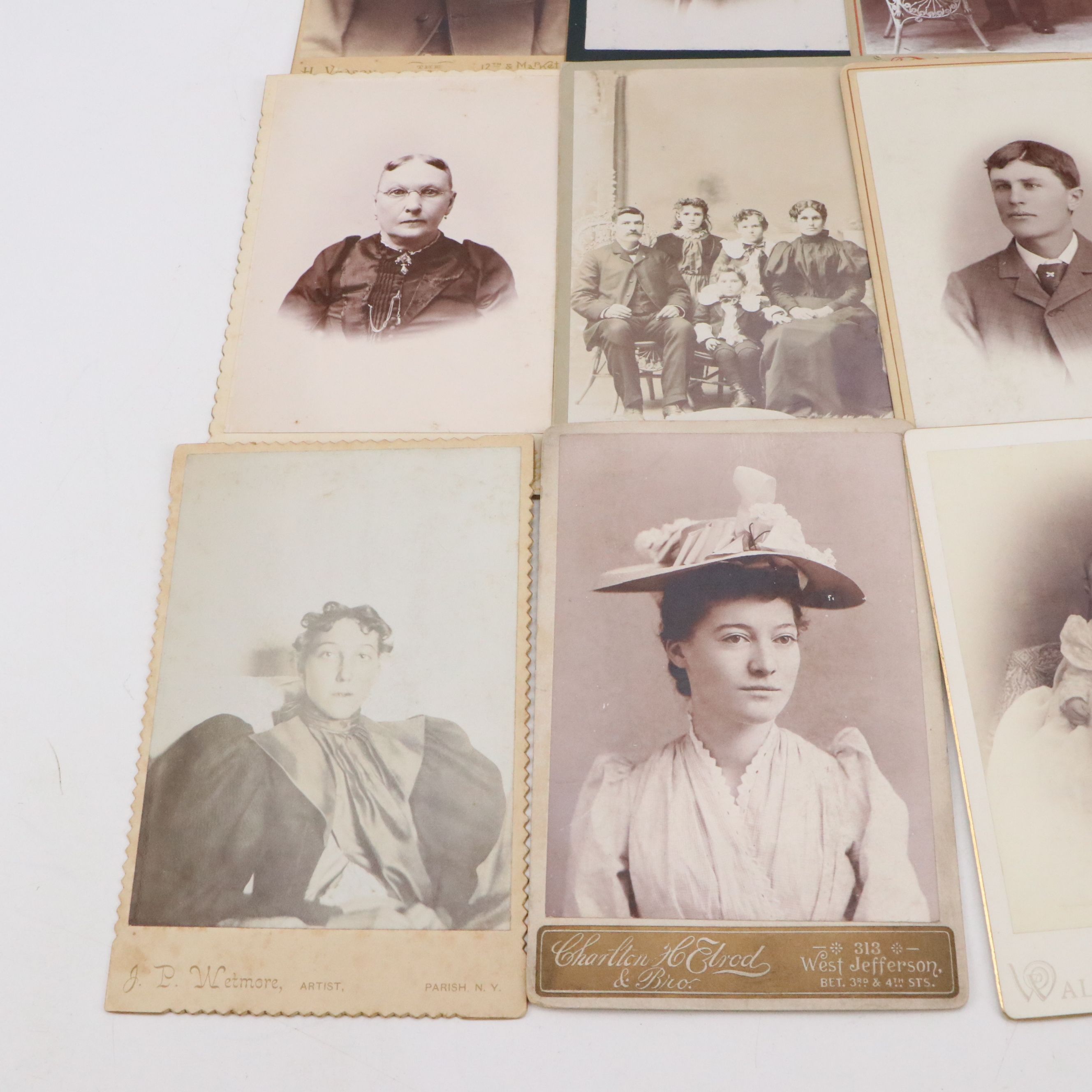 Cabinet Card Portraits of Men, Women and Children, Mid to Late 19th Century