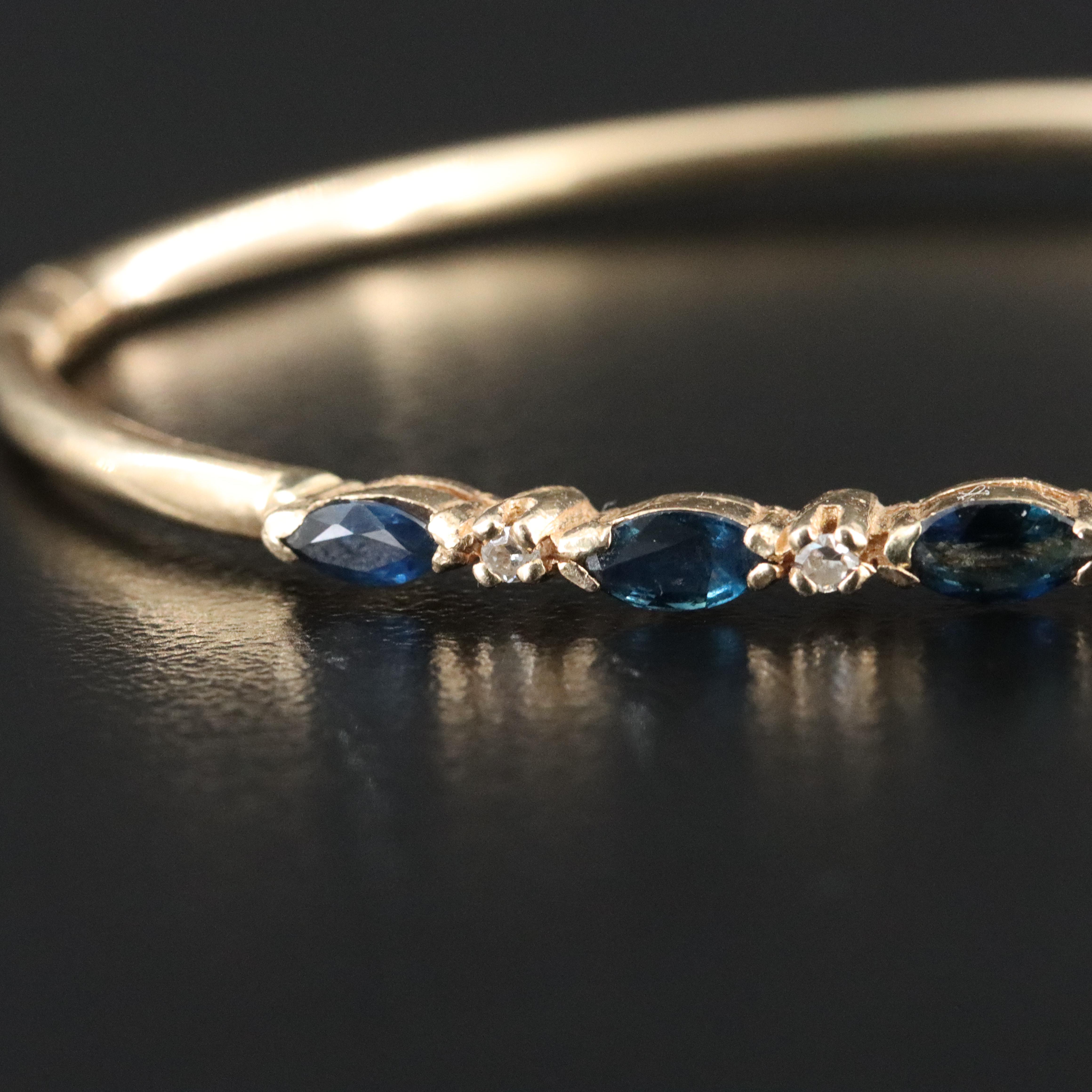 14K Sapphire and Diamond Bangle