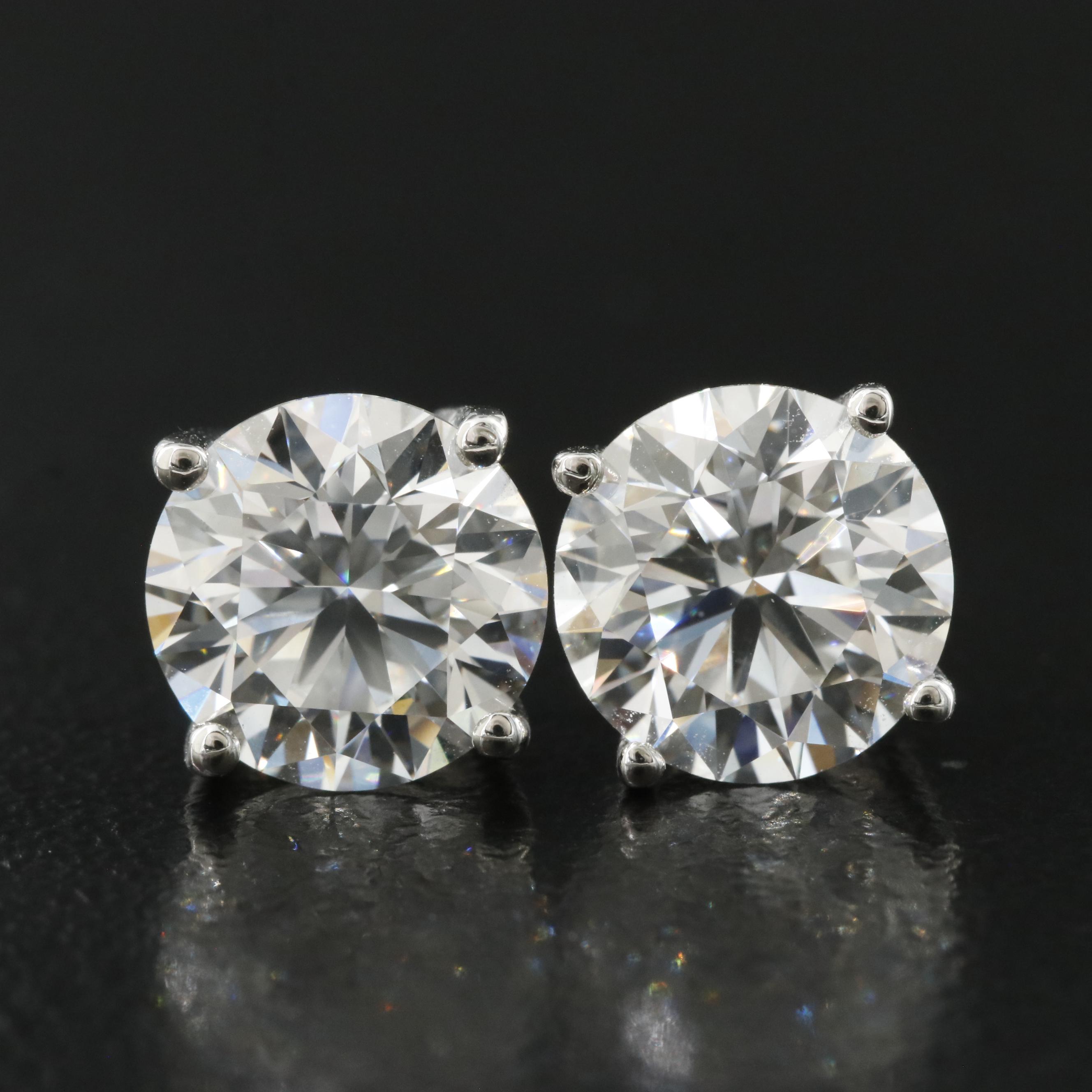 Platinum 3.44 CTW Lab Grown Diamond Stud Earrings with IGI Reports