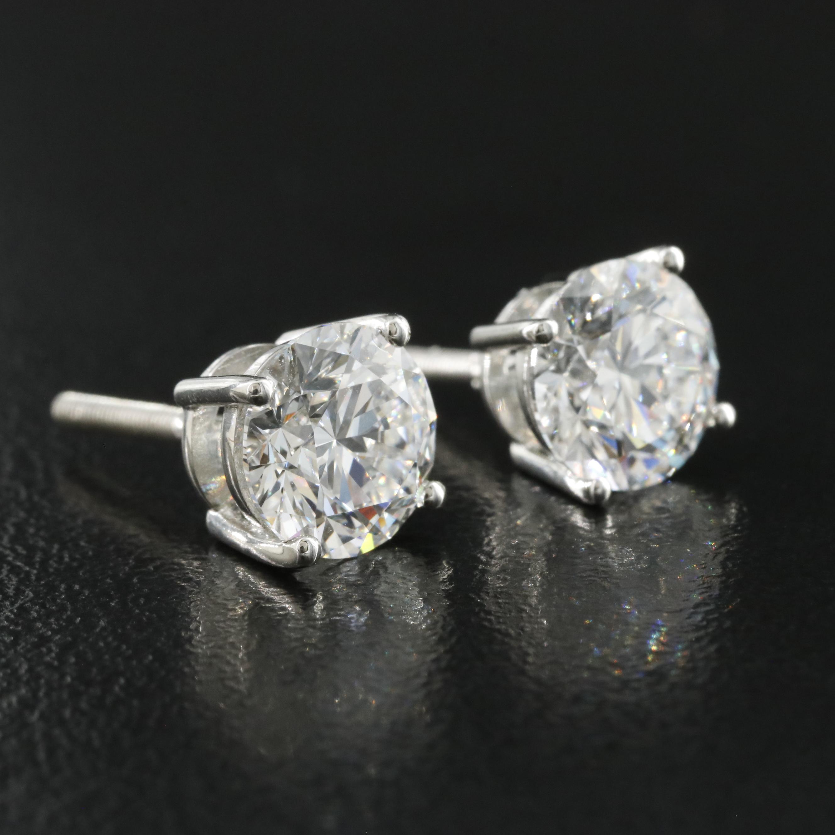 Platinum 3.44 CTW Lab Grown Diamond Stud Earrings with IGI Reports
