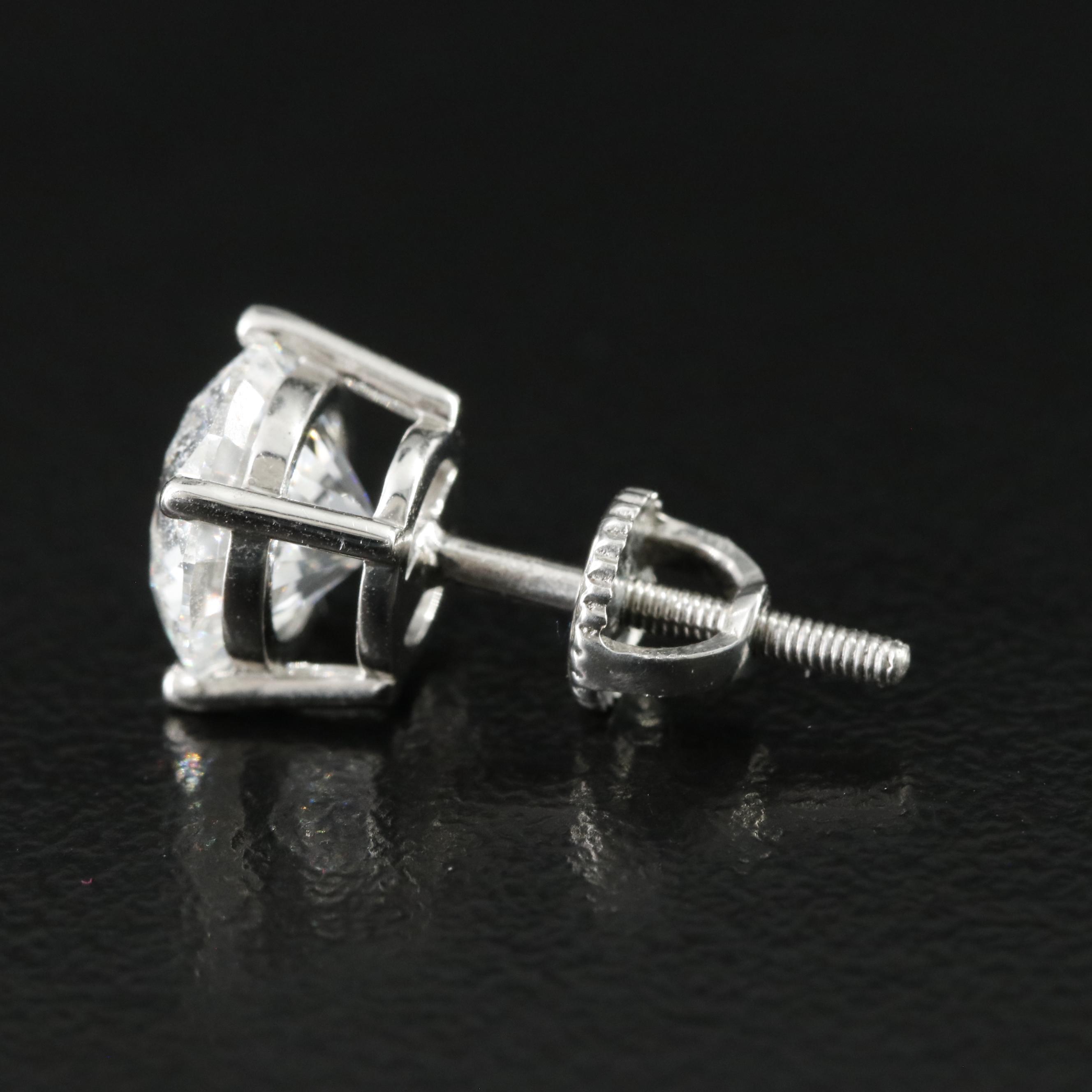 Platinum 3.44 CTW Lab Grown Diamond Stud Earrings with IGI Reports