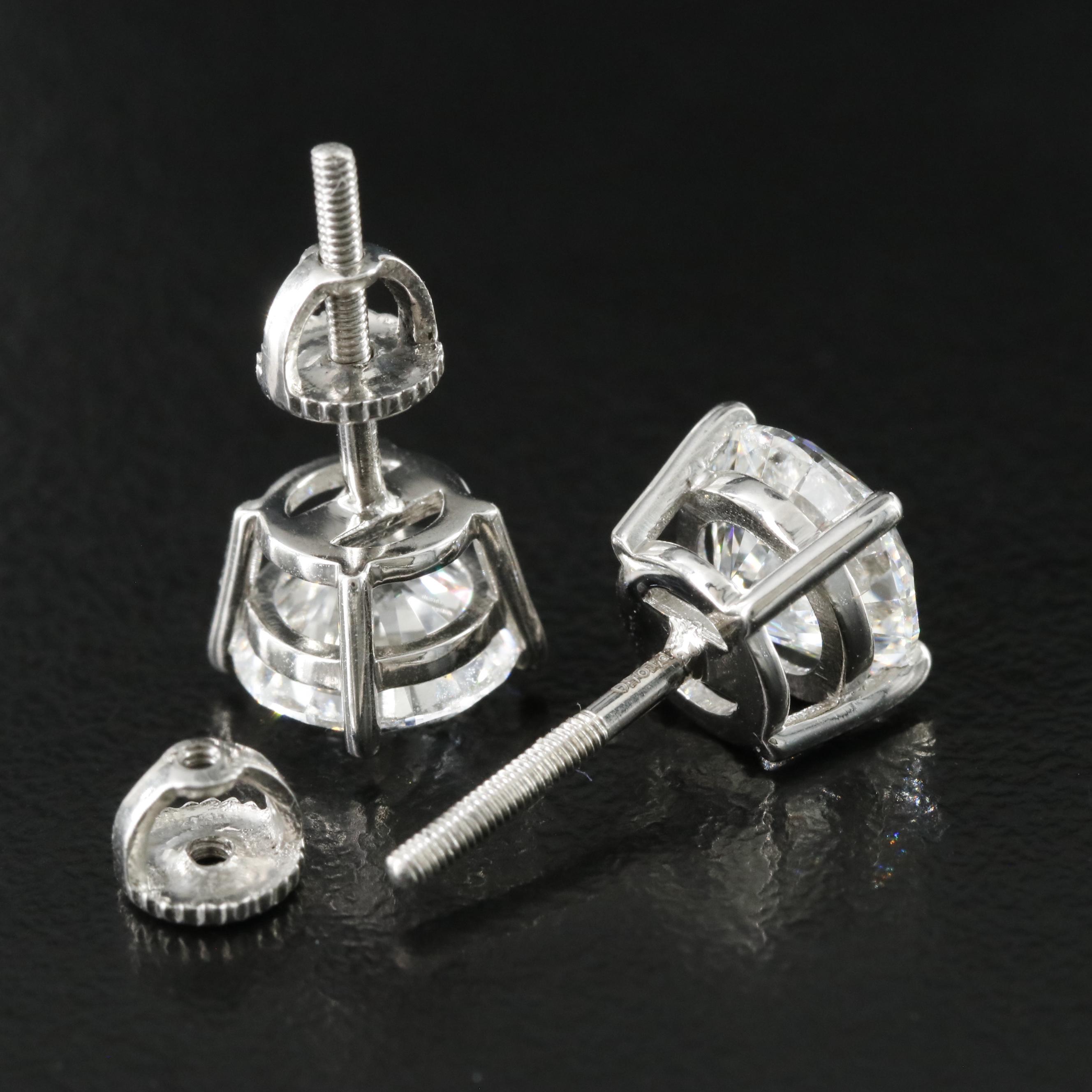 Platinum 3.44 CTW Lab Grown Diamond Stud Earrings with IGI Reports