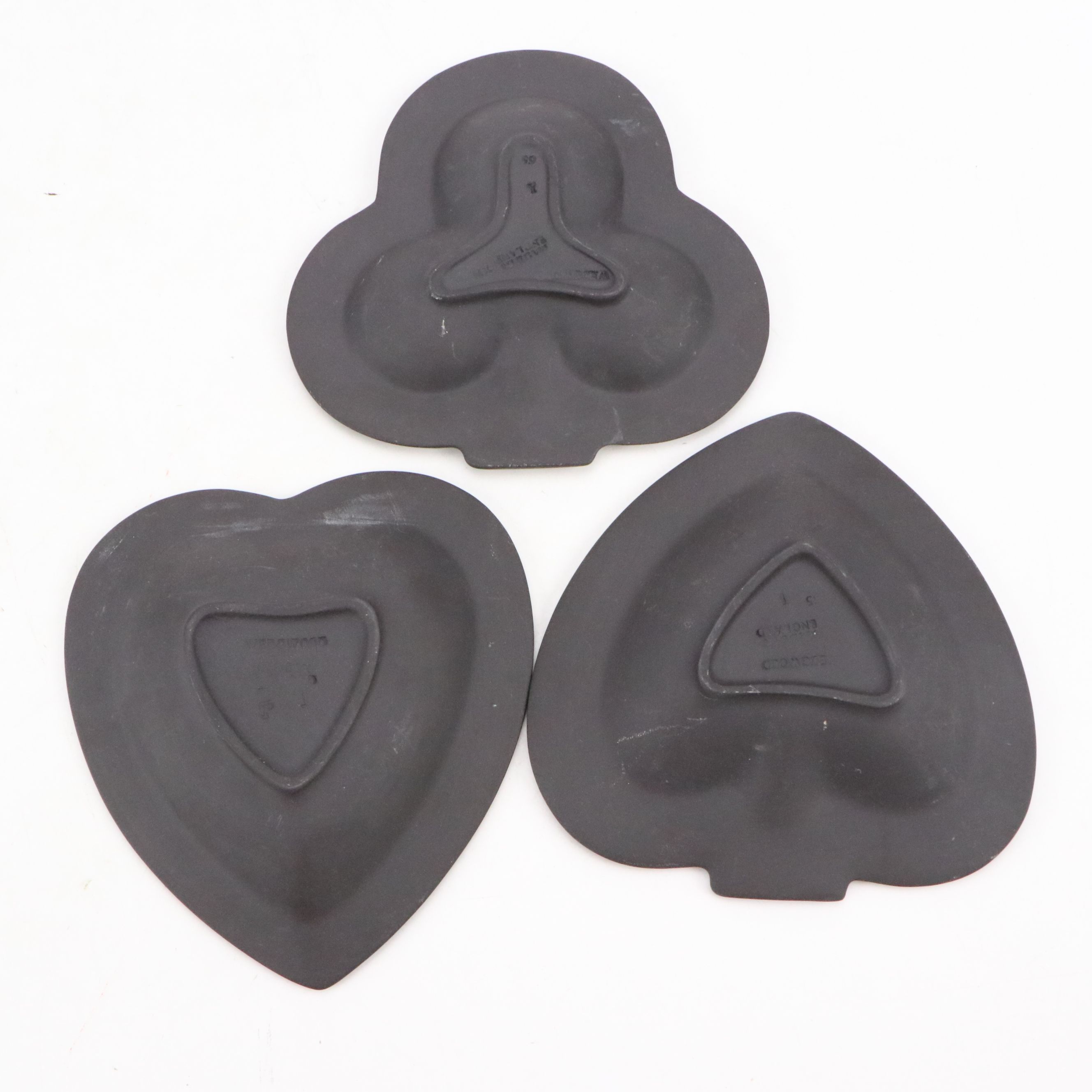 Wedgwood Black Jasperware Heart, Clover and Spade Shaped Dishes