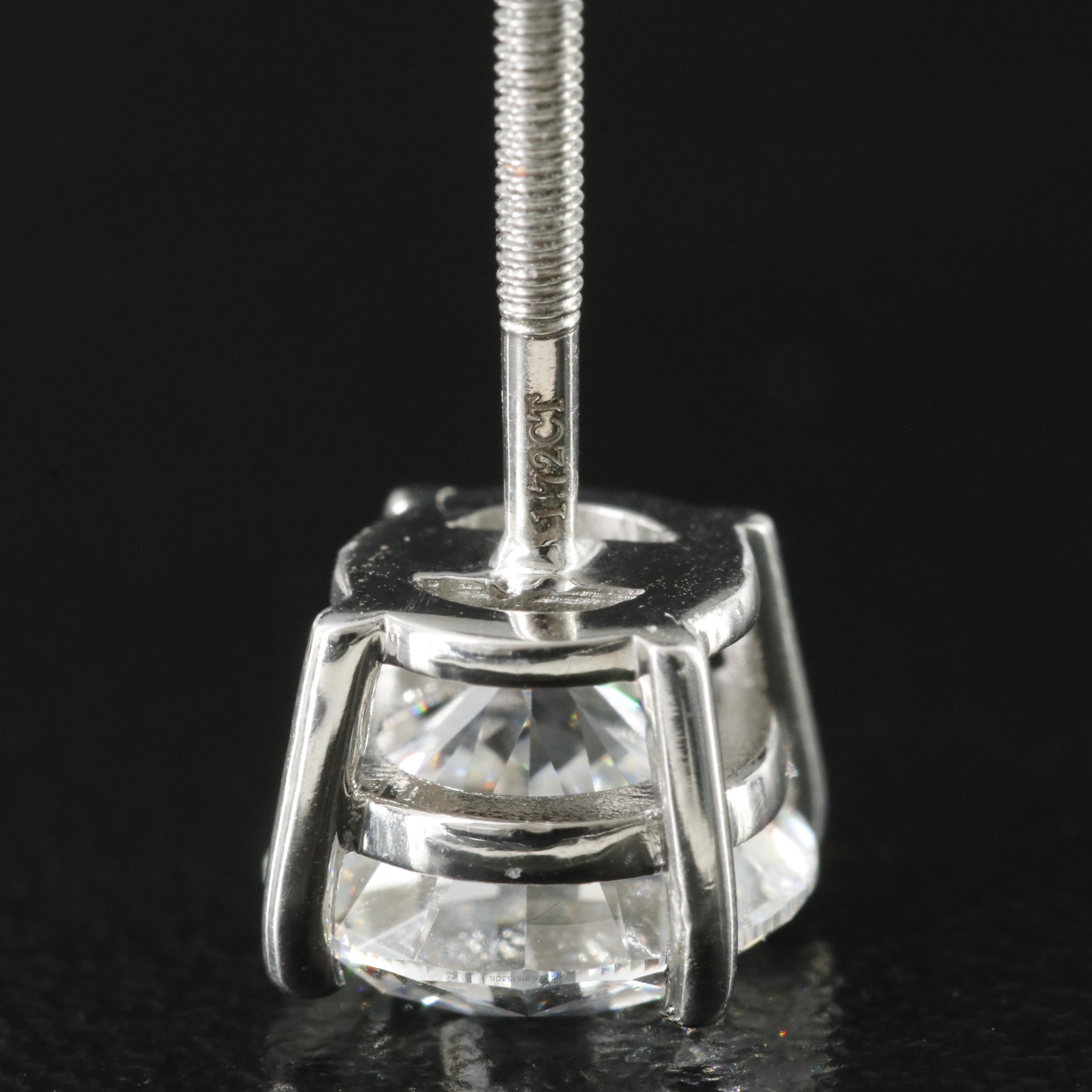 Platinum 3.44 CTW Lab Grown Diamond Stud Earrings with IGI Reports