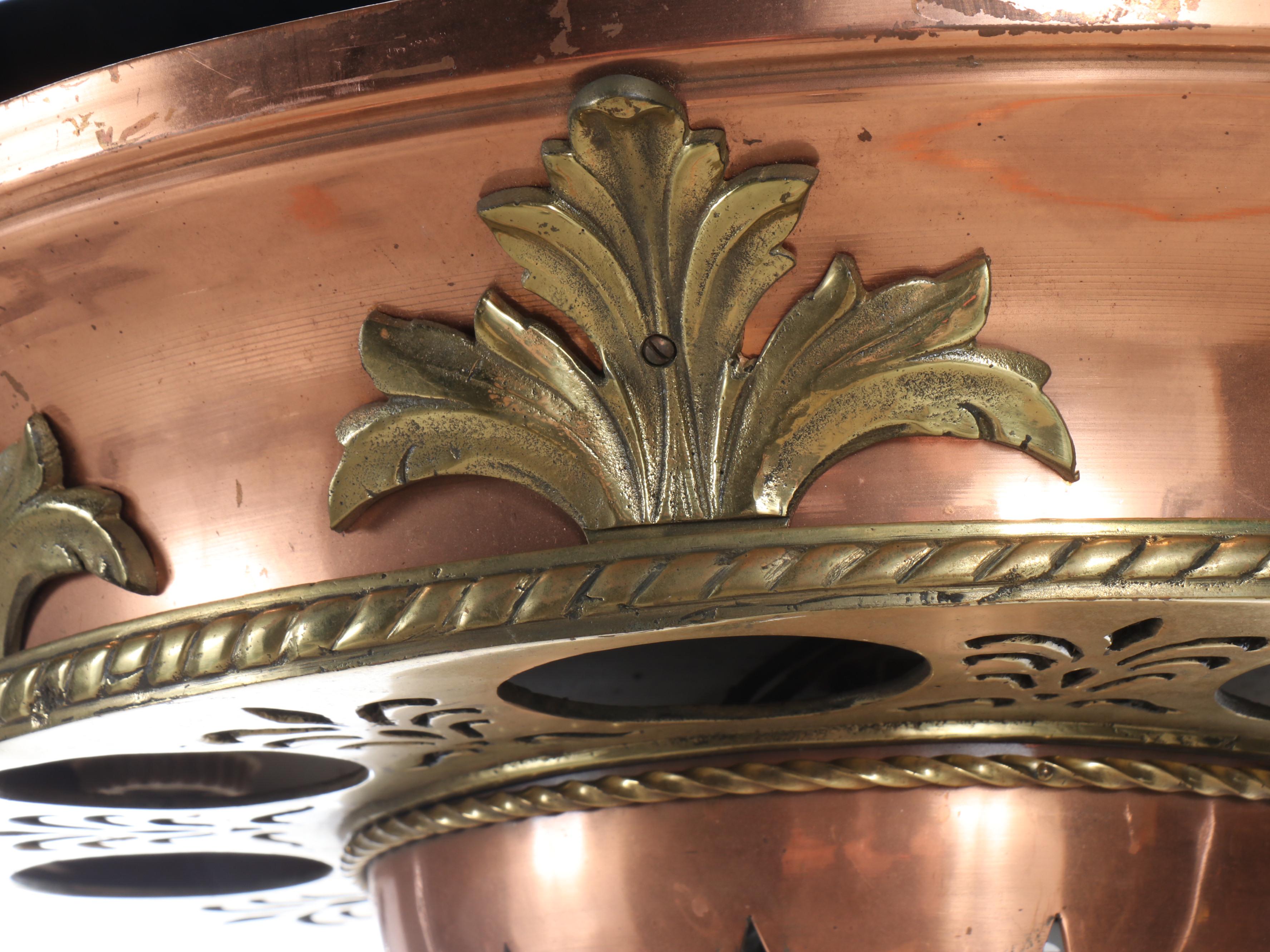 Copper and Brass Star Eight-Light Ceiling Fixture