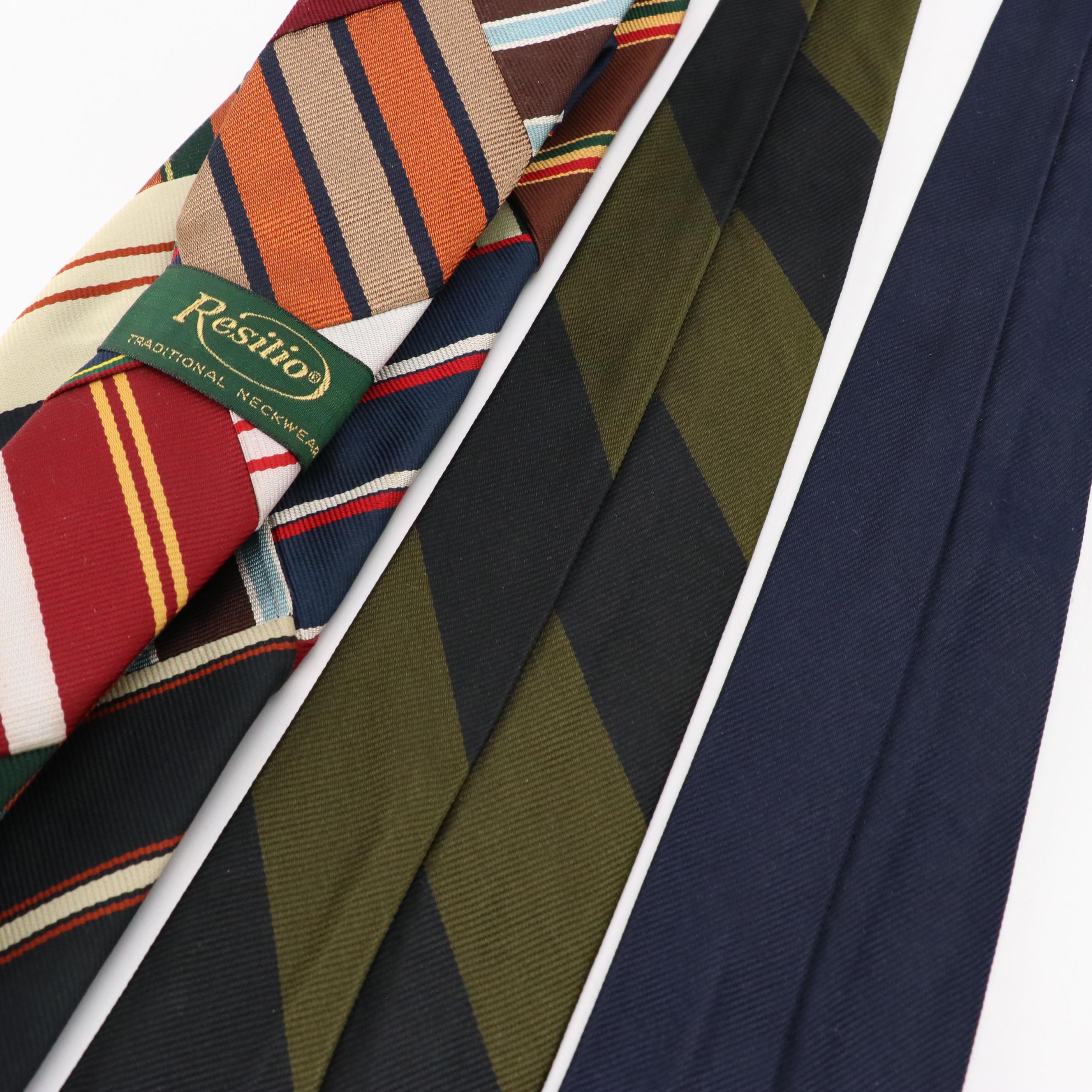 Collection of Patterned Neckties Featuring Calvin Klein, Brooks Brothers, More