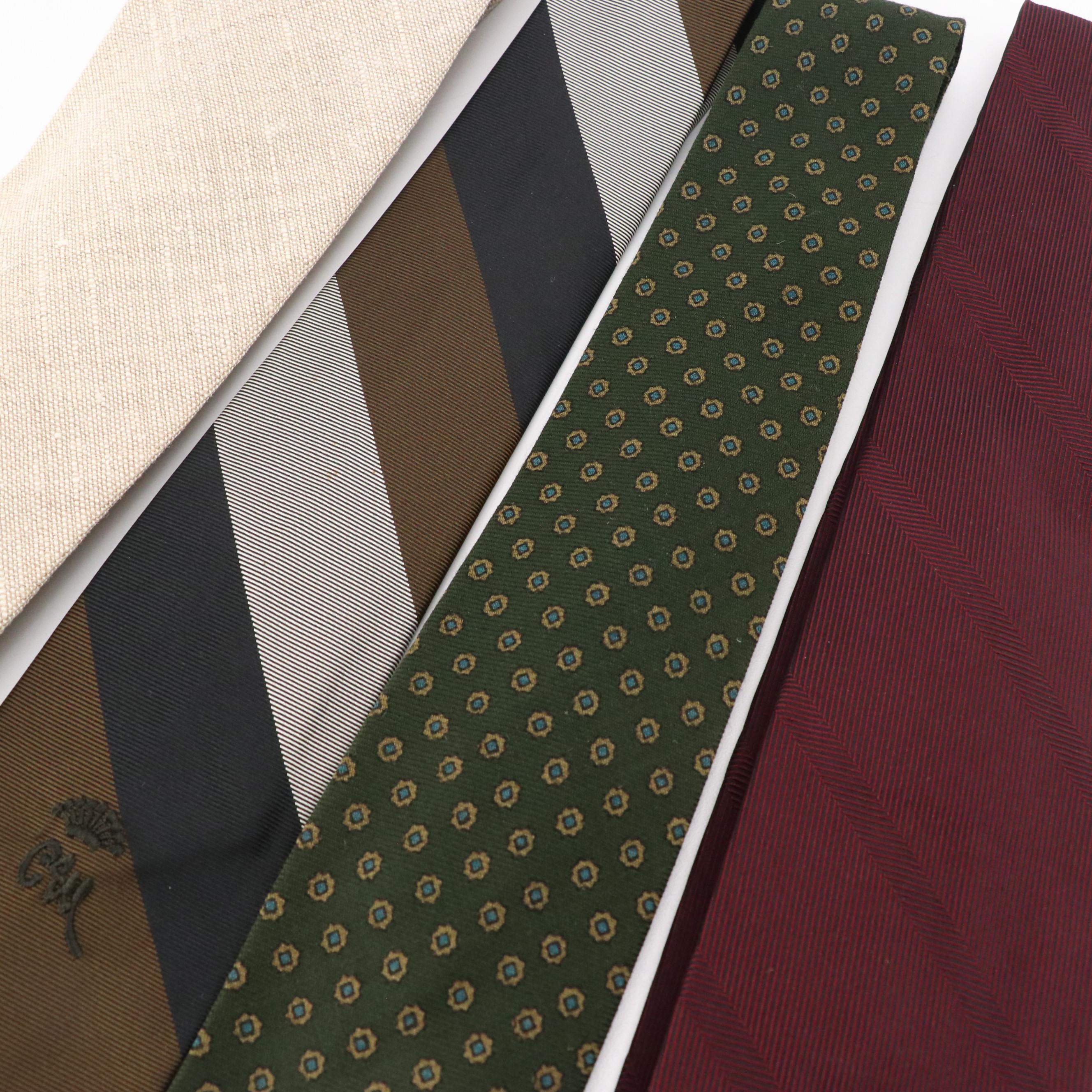 Collection of Patterned Neckties Featuring Calvin Klein, Brooks Brothers, More