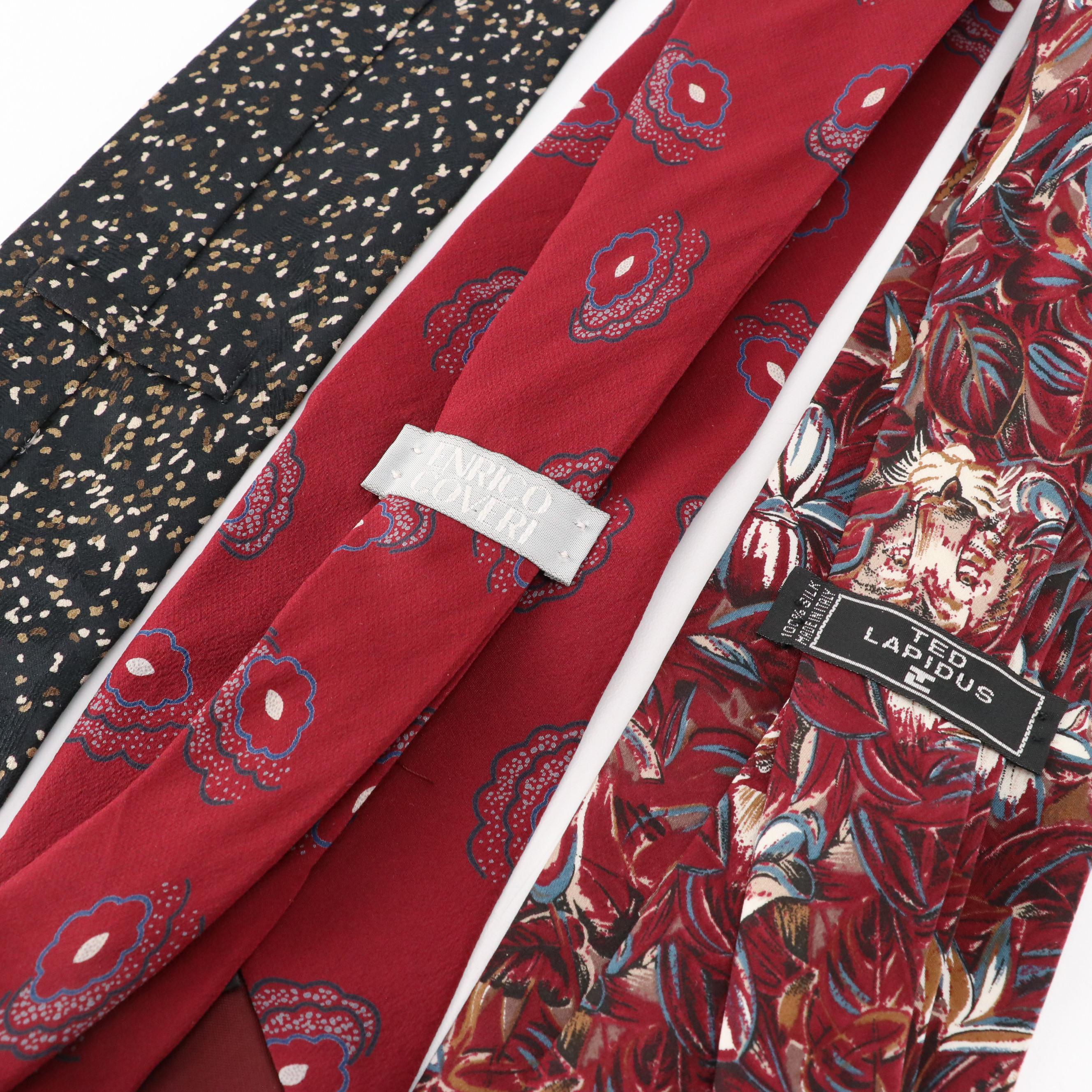 Collection of Patterned Neckties Featuring Calvin Klein, Brooks Brothers, More