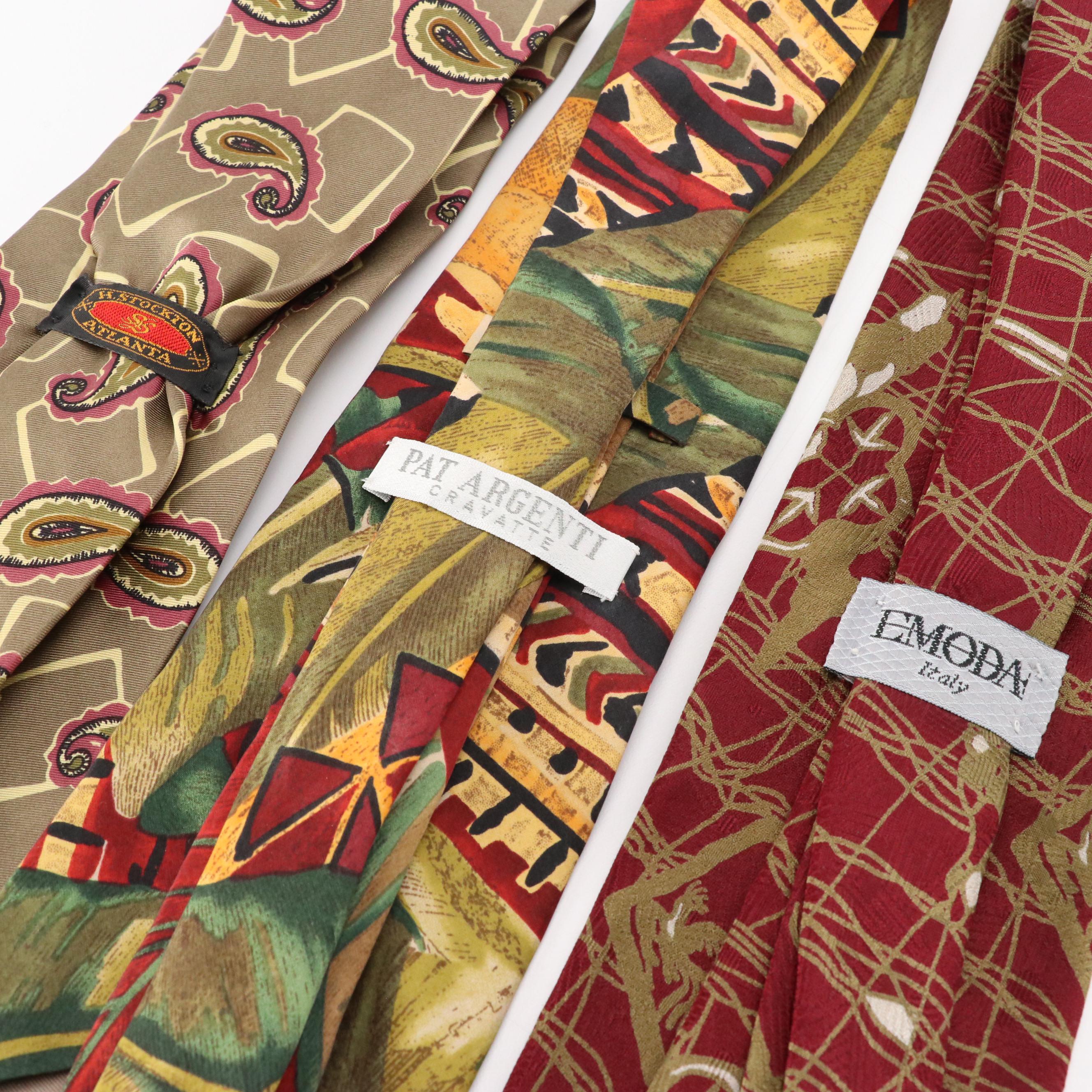 Collection of Patterned Neckties Featuring Calvin Klein, Brooks Brothers, More