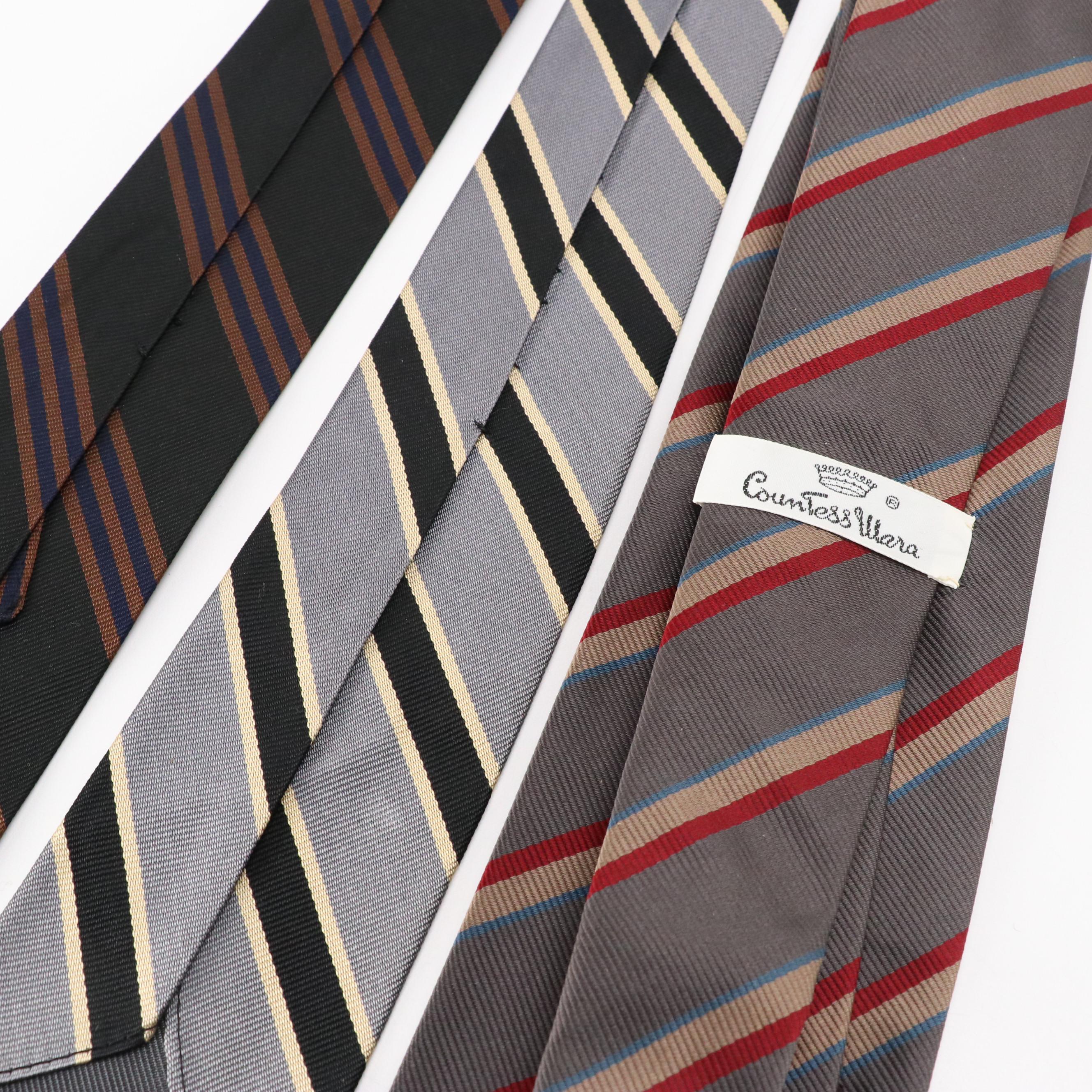 Collection of Patterned Neckties Featuring Calvin Klein, Brooks Brothers, More