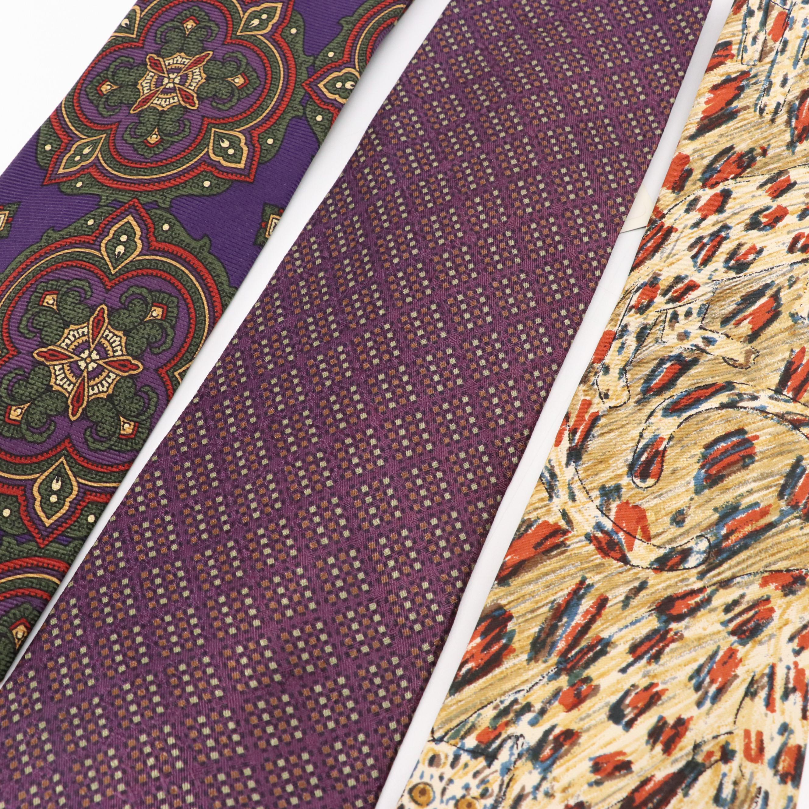 Collection of Patterned Neckties Featuring Calvin Klein, Brooks Brothers, More