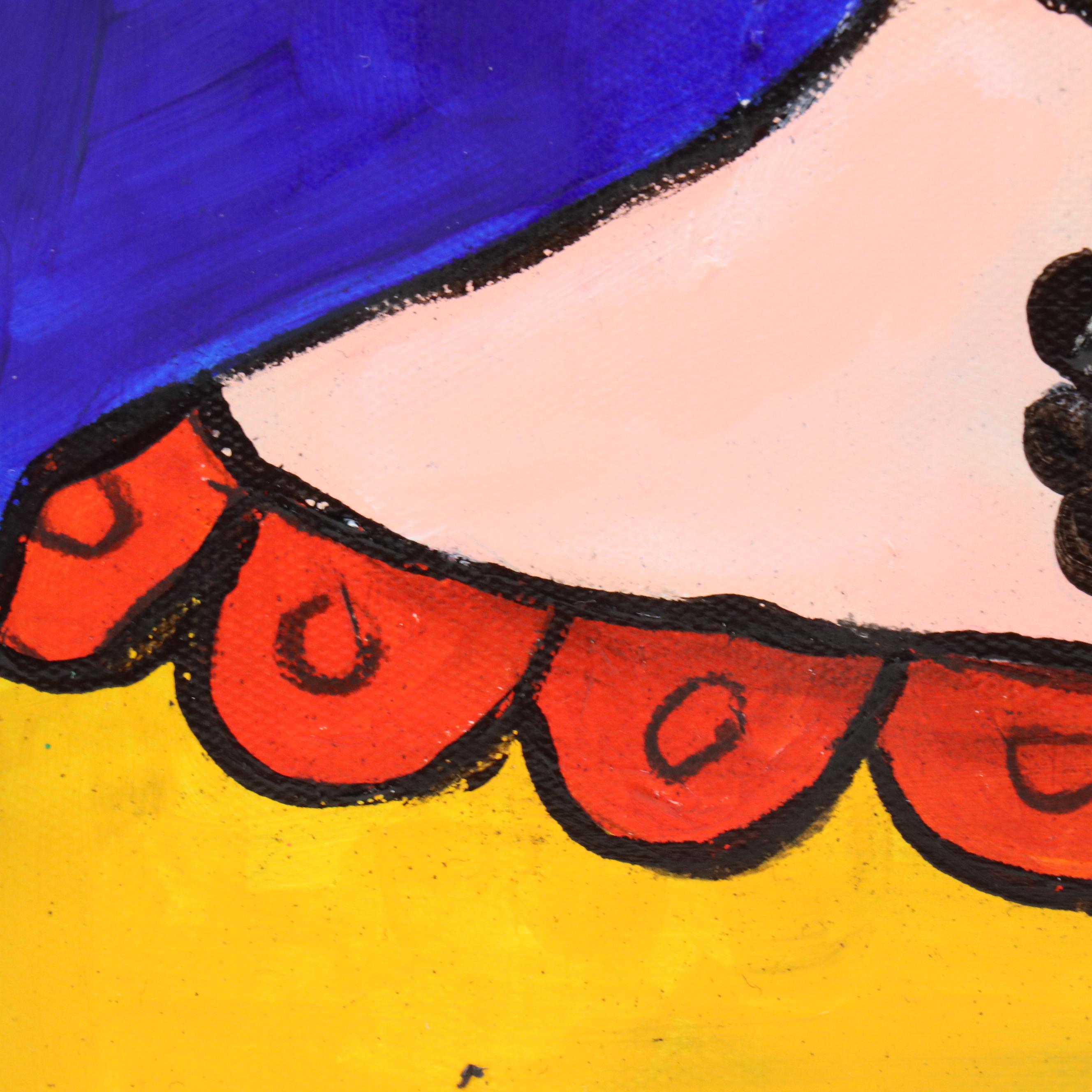 Milagros Pongo Stylized Mixed Media Portrait of Frida Kahlo "Frida (Collection)"