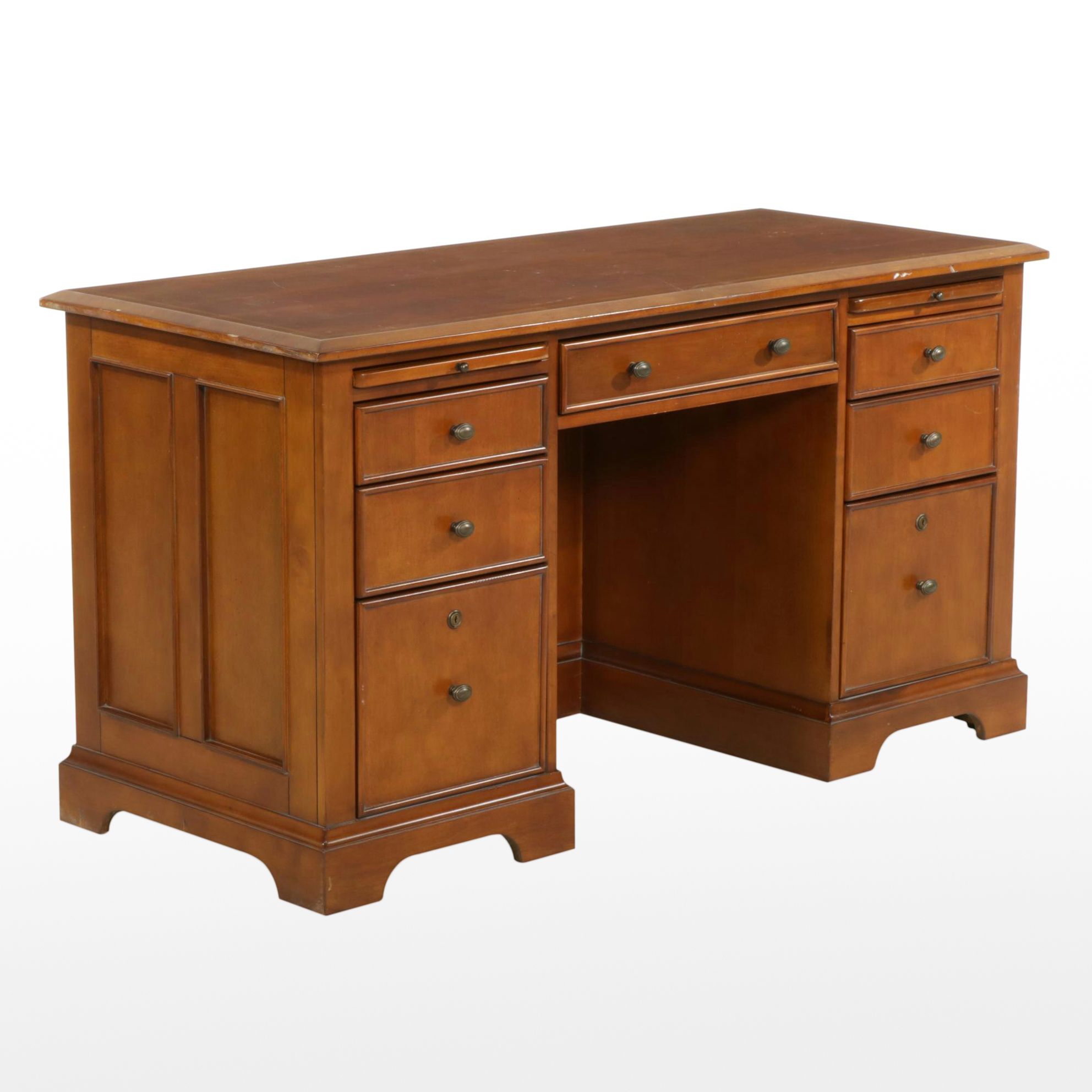 Cherry Veneered Executive Pedestal Desk