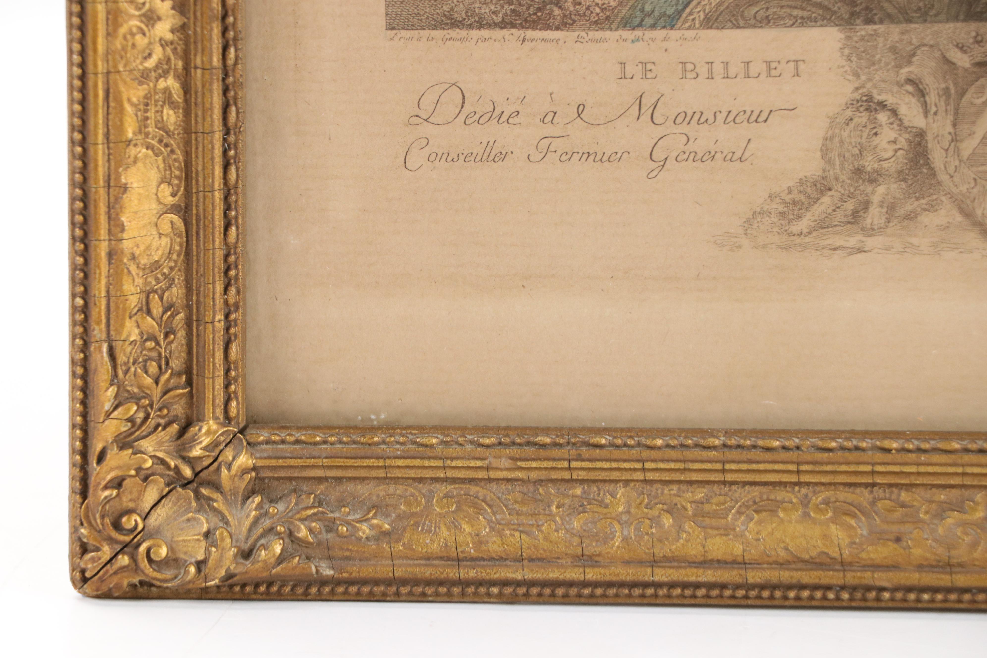 Hand-Colored Lithograph After Nicolas Lafrensen "Le Billet Doux"