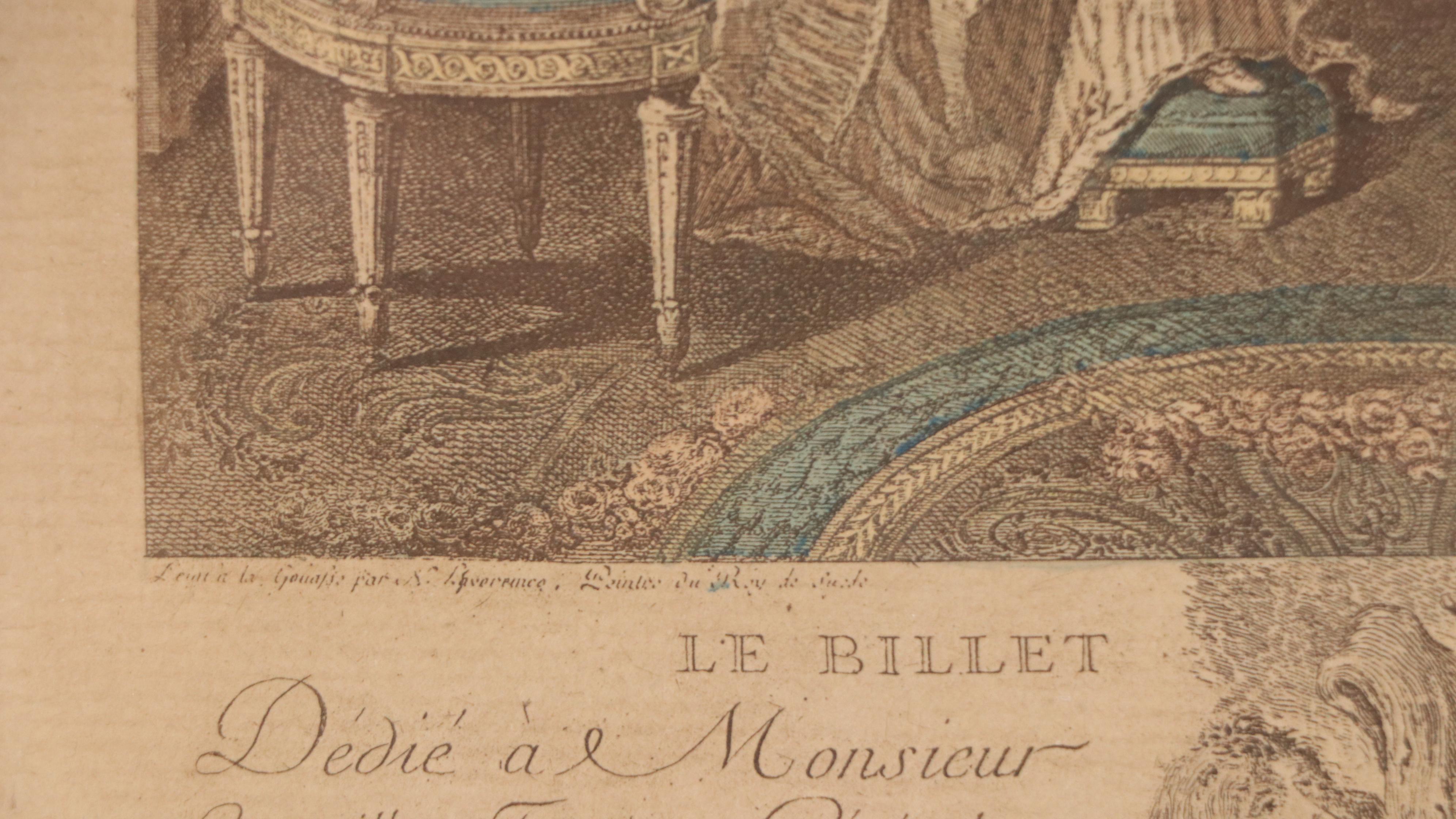 Hand-Colored Lithograph After Nicolas Lafrensen "Le Billet Doux"