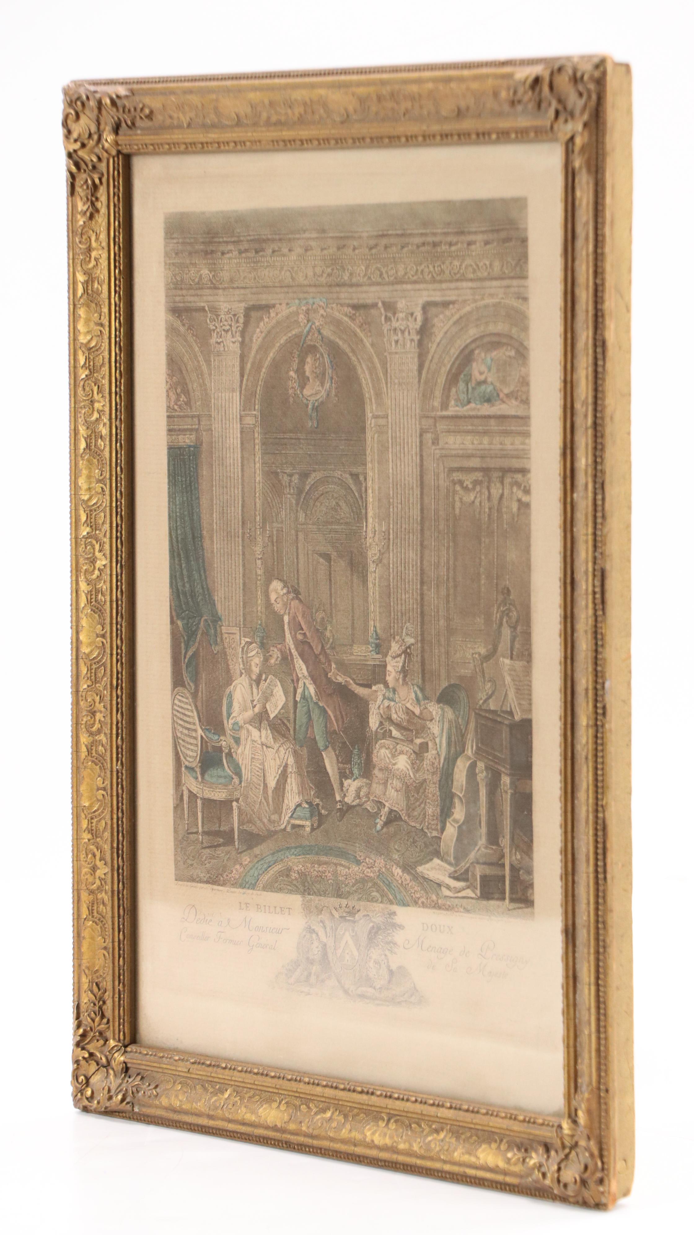 Hand-Colored Lithograph After Nicolas Lafrensen "Le Billet Doux"