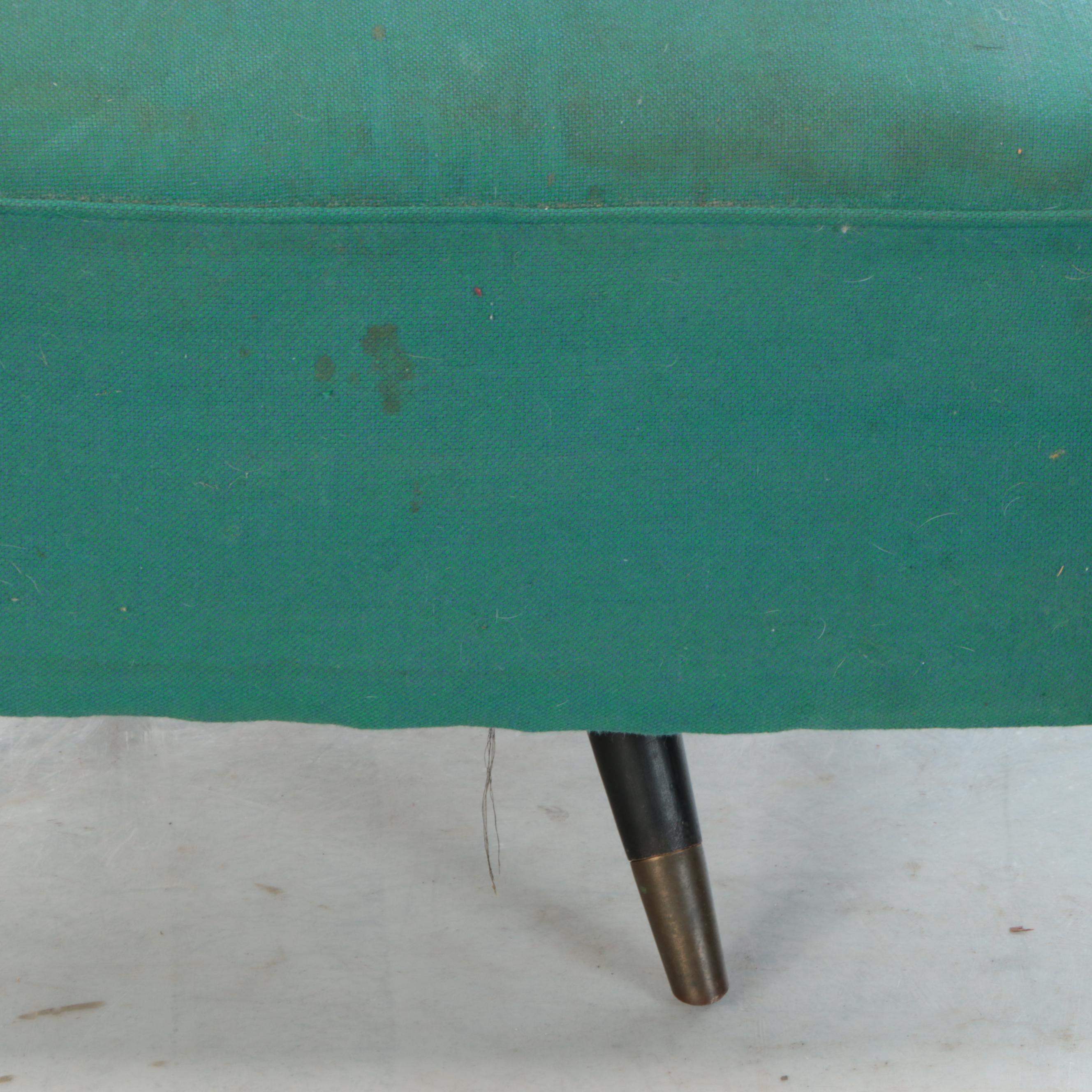 Mid Century Modern Button-Tufted Teal Fabric Upholstered Swivel Chair