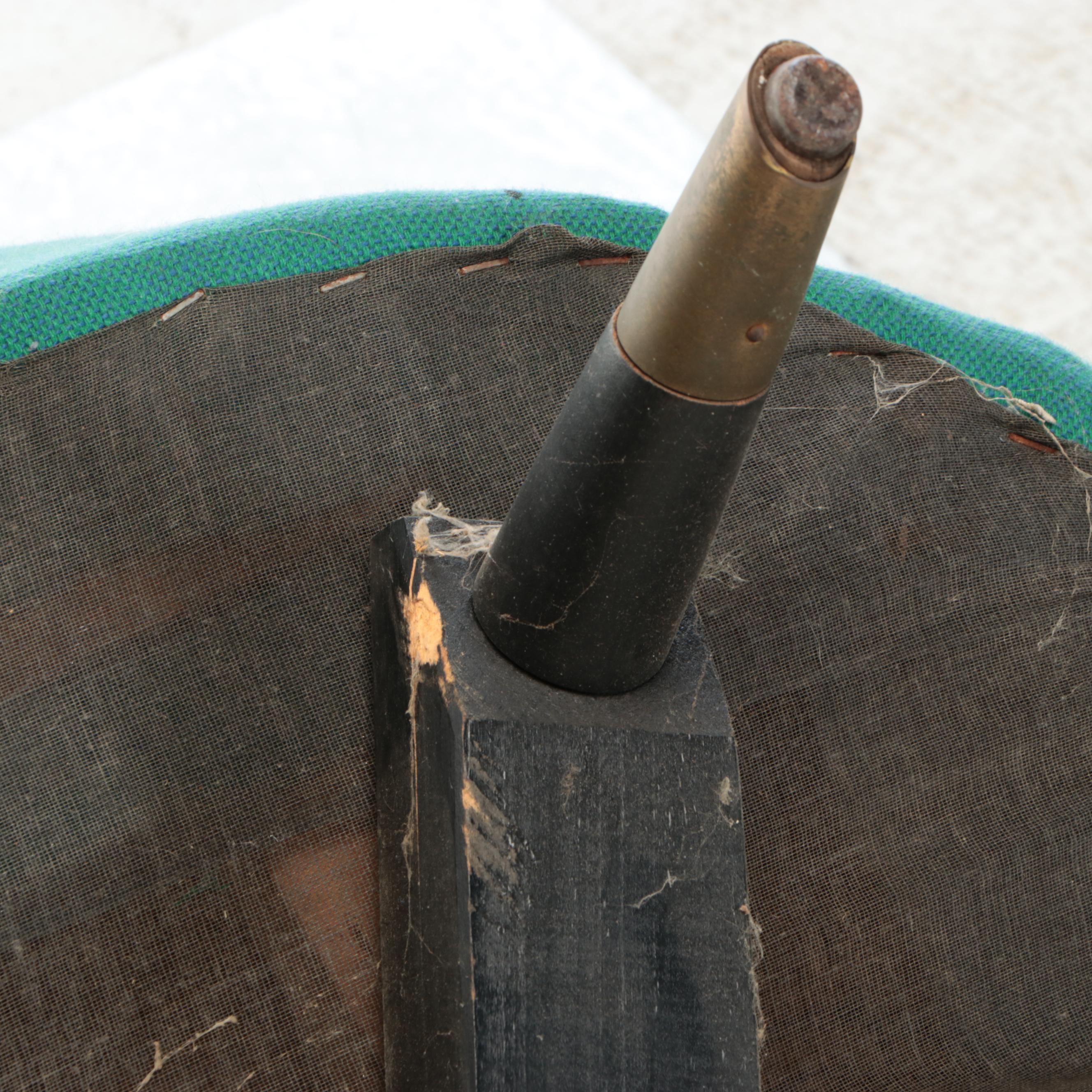 Mid Century Modern Button-Tufted Teal Fabric Upholstered Swivel Chair