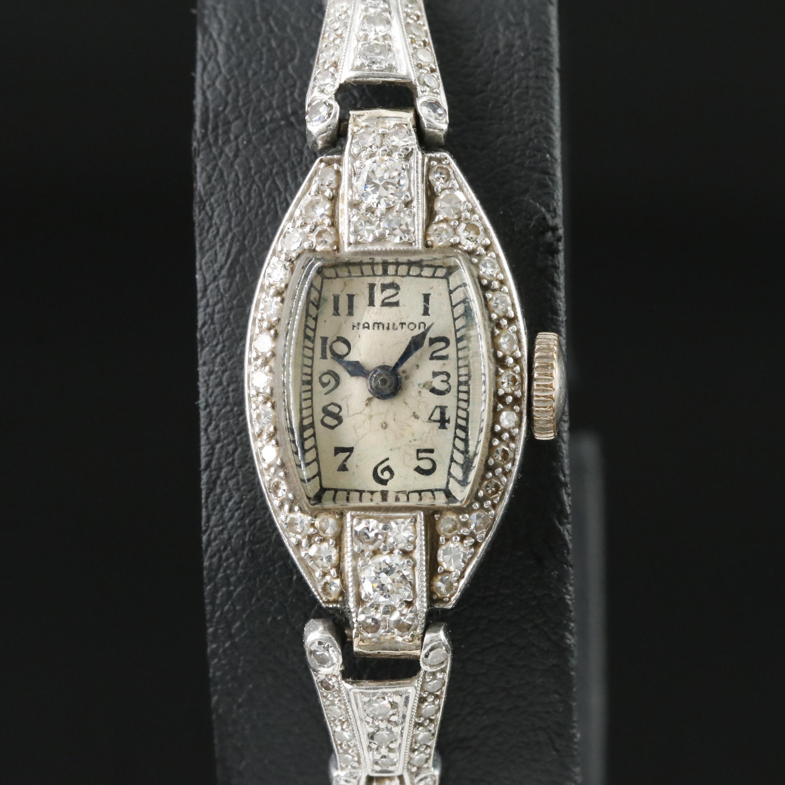 Art Deco Hamilton Platinum & Diamond Cocktail Watch
