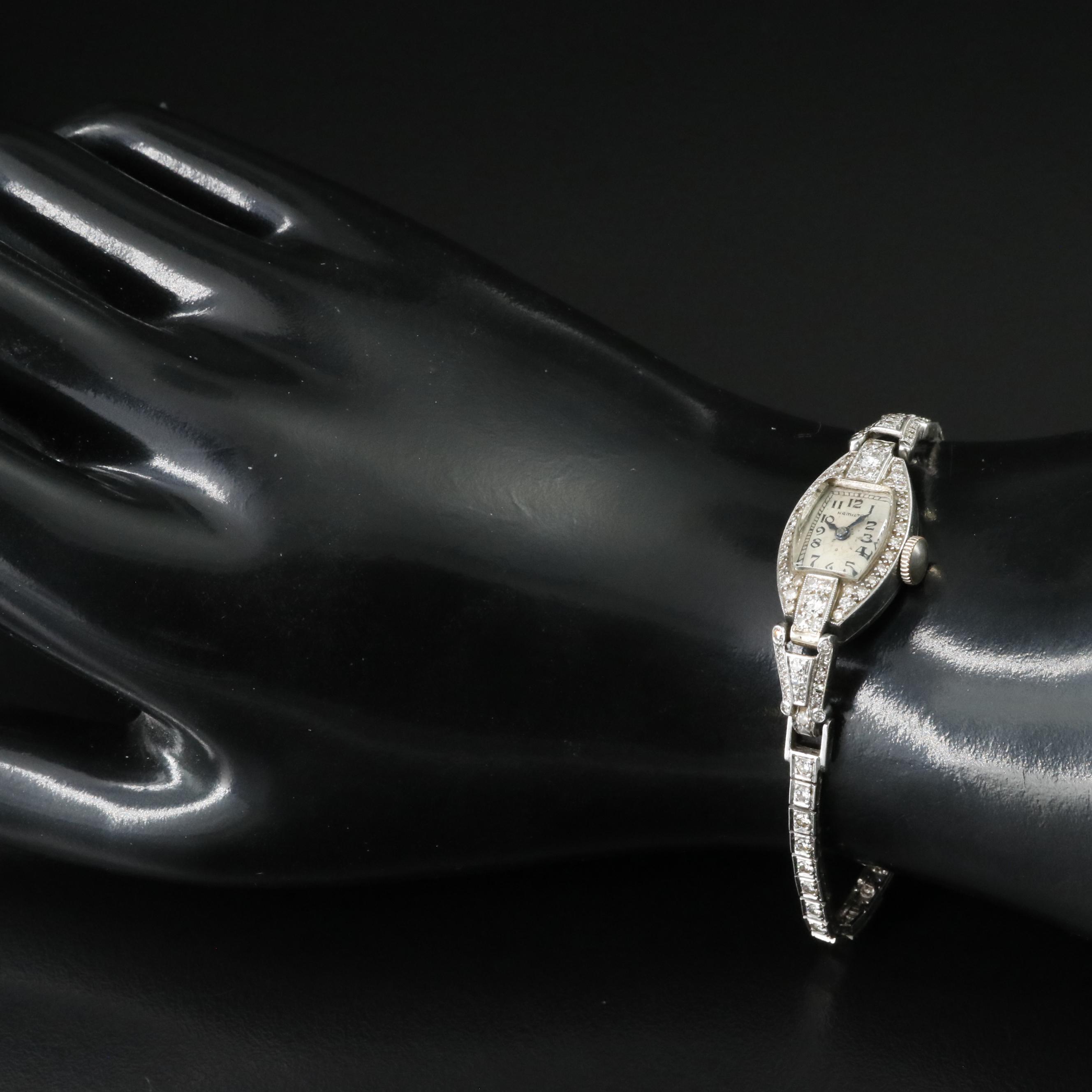 Art Deco Hamilton Platinum & Diamond Cocktail Watch