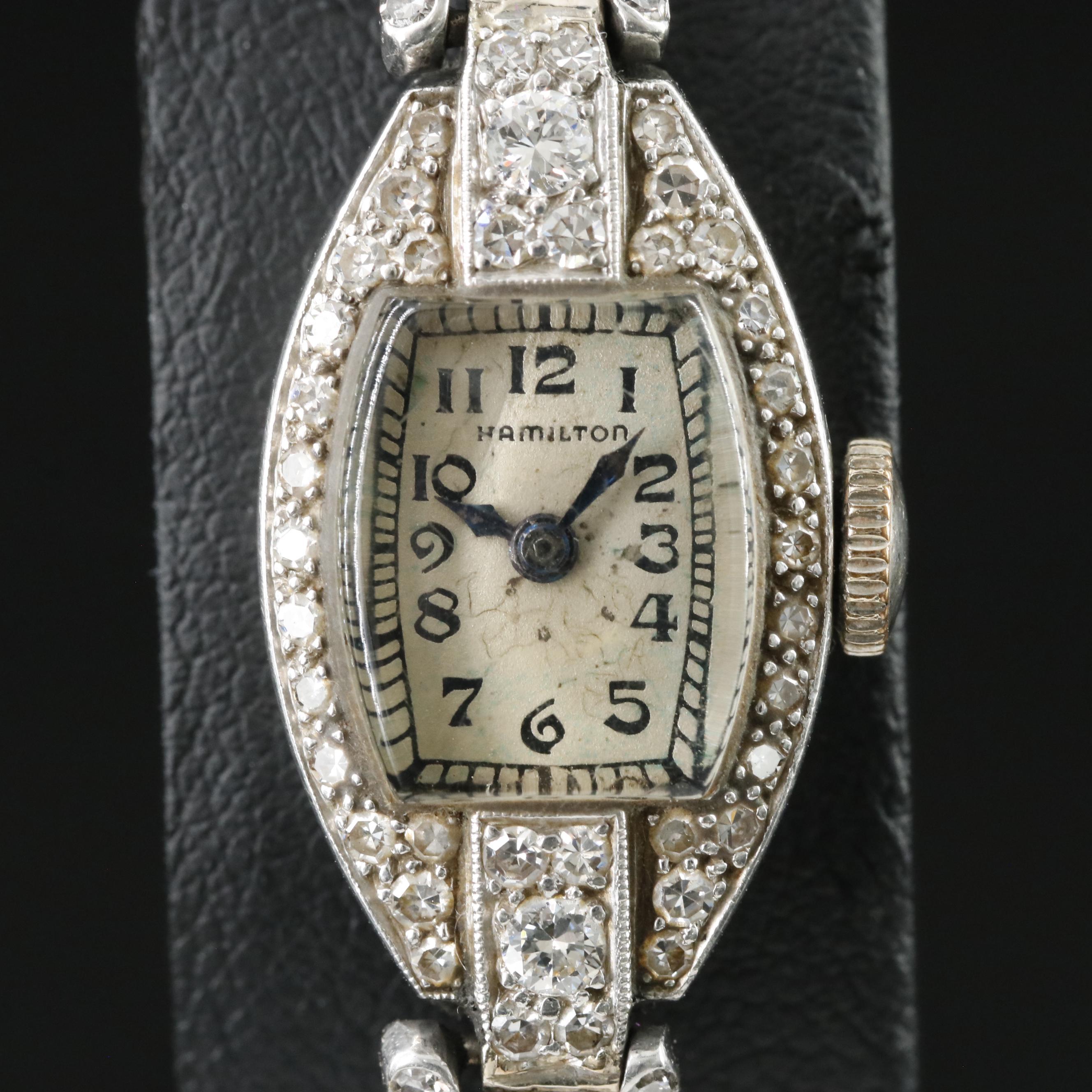 Art Deco Hamilton Platinum & Diamond Cocktail Watch