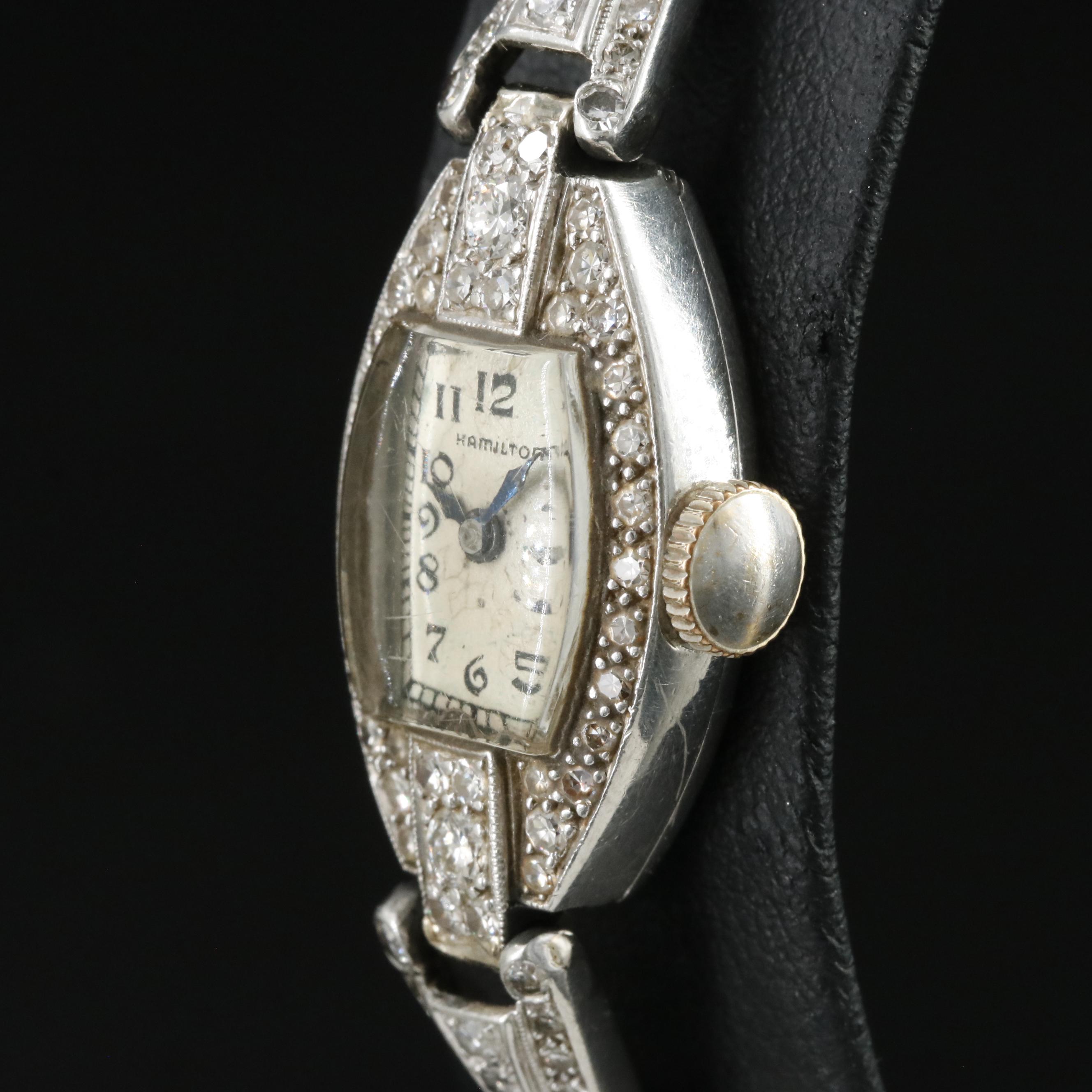 Art Deco Hamilton Platinum & Diamond Cocktail Watch