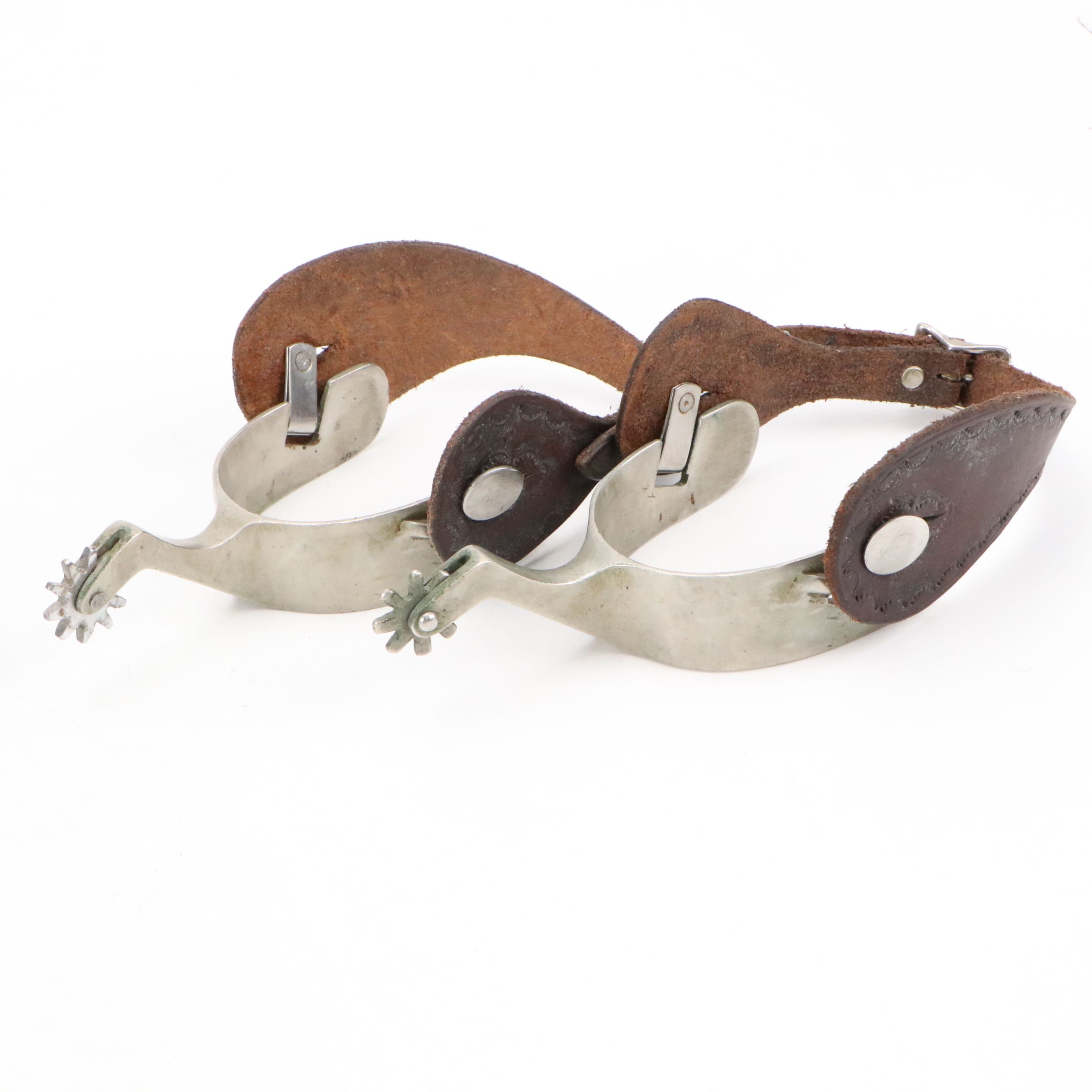 Vintage Western Leather Wrist Cuffs with Star Spurs