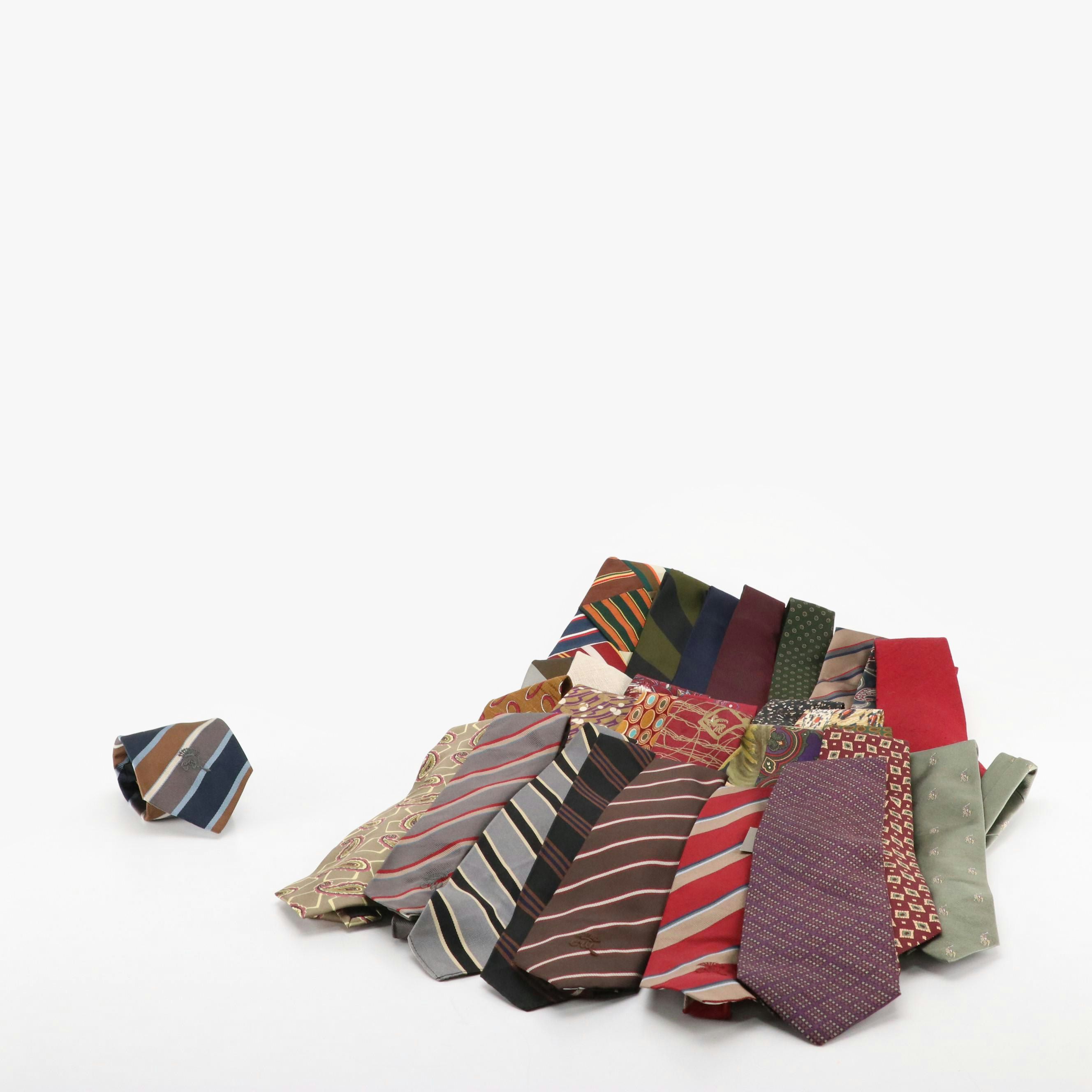 Collection of Patterned Neckties Featuring Calvin Klein, Brooks Brothers, More