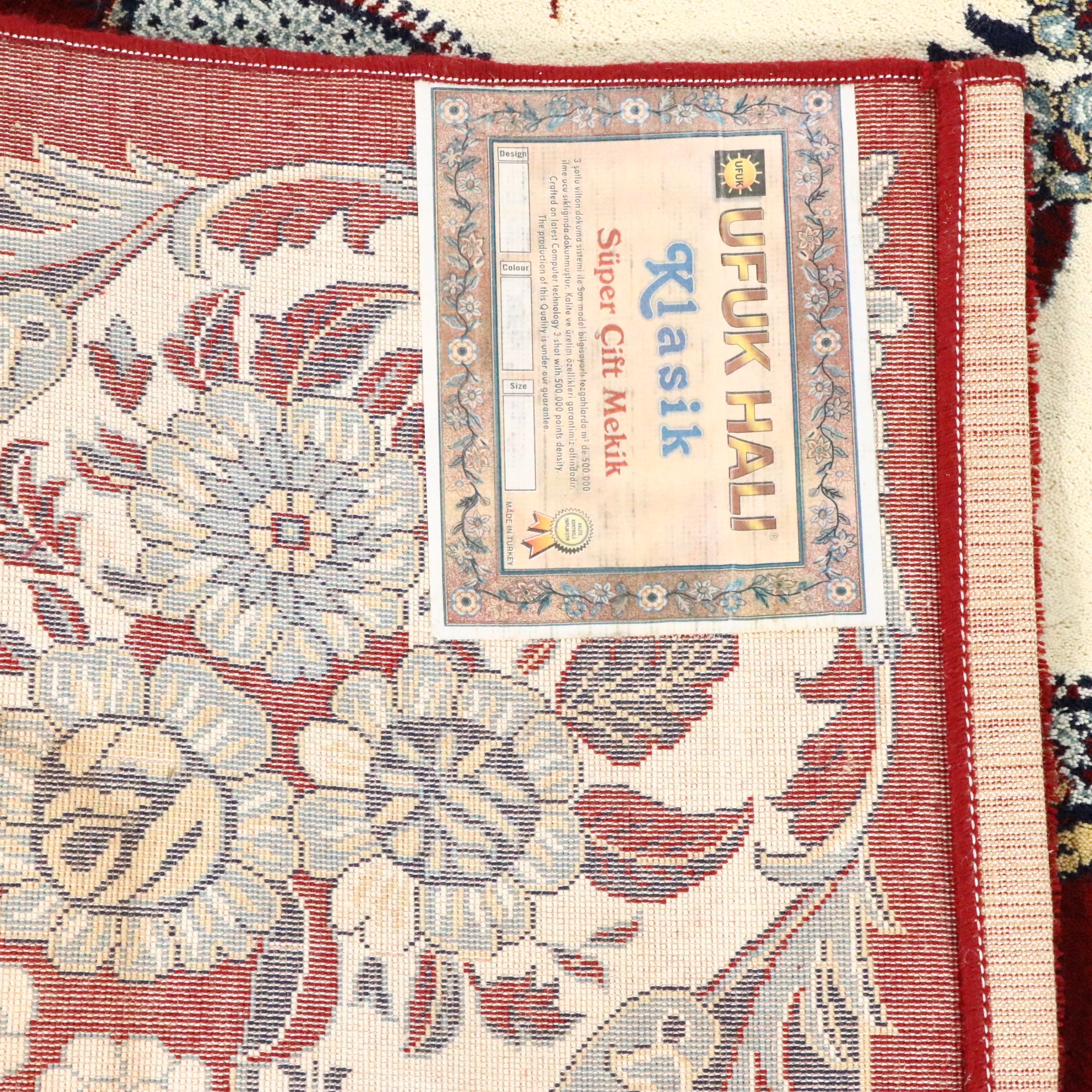 6'7 x 9'9 Machine Made Ufuk Hali Klasik "Süper Çift Mekik" Area Rug