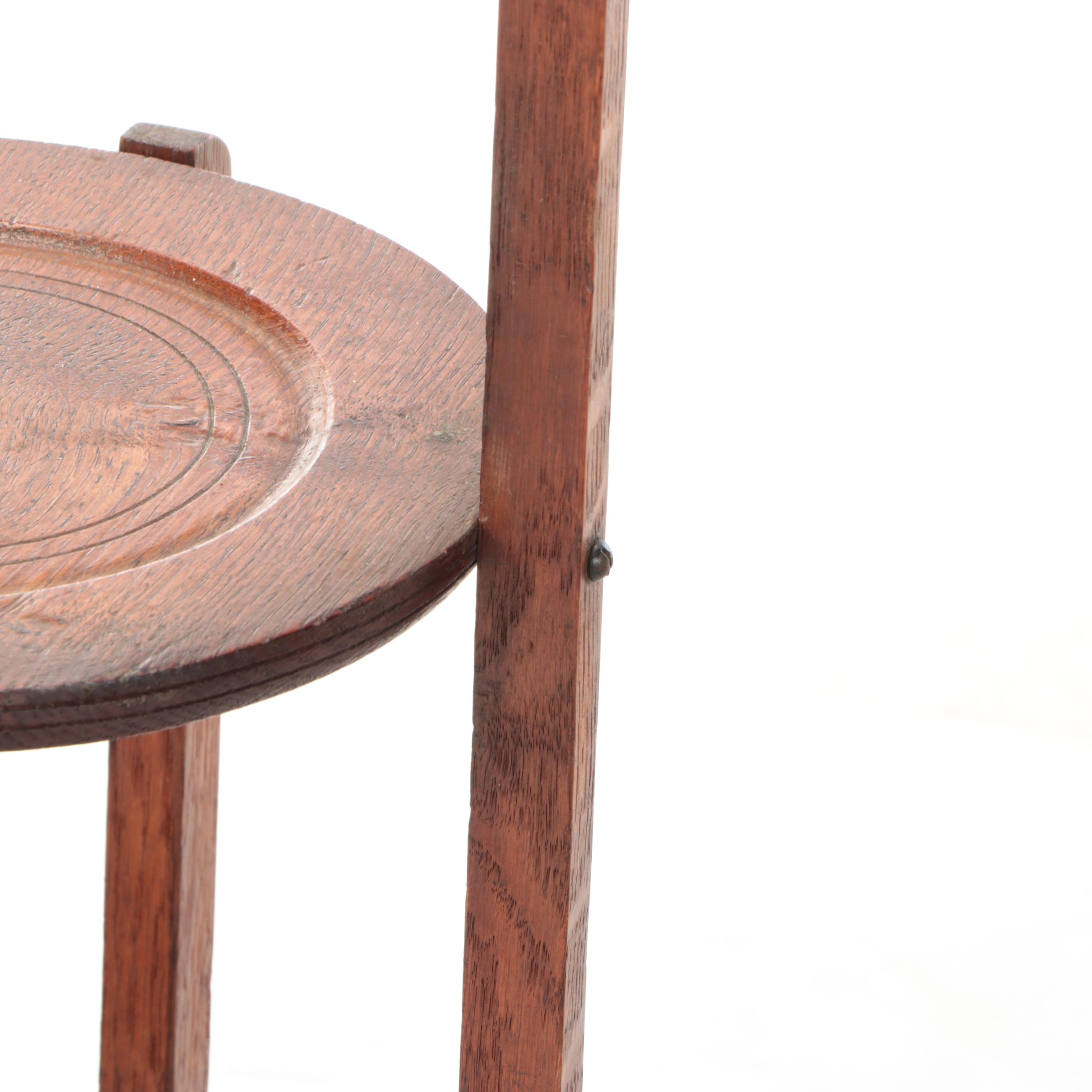 Craftsman Oak Folding Cake Stand, Early 20th Century