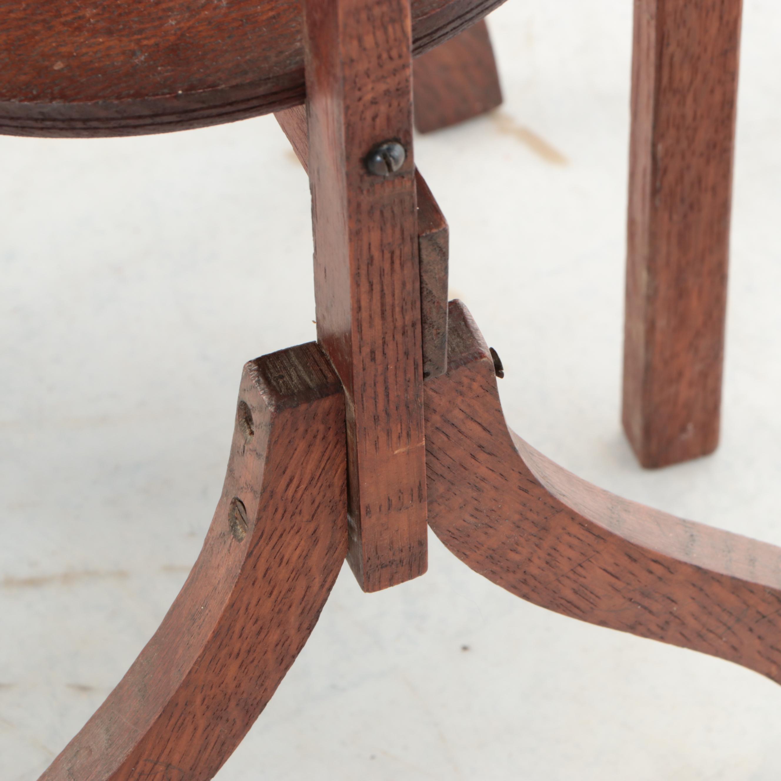 Craftsman Oak Folding Cake Stand, Early 20th Century