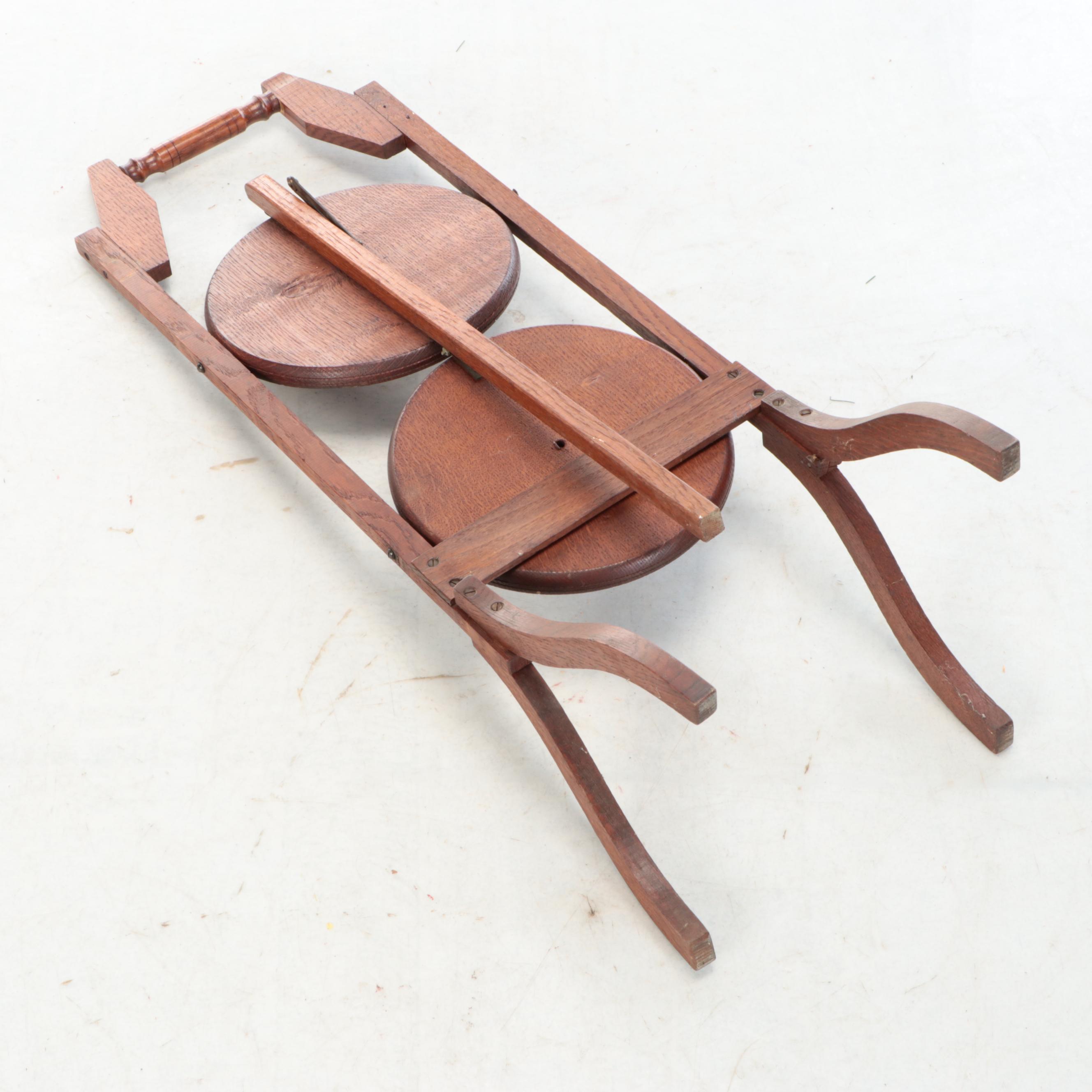 Craftsman Oak Folding Cake Stand, Early 20th Century