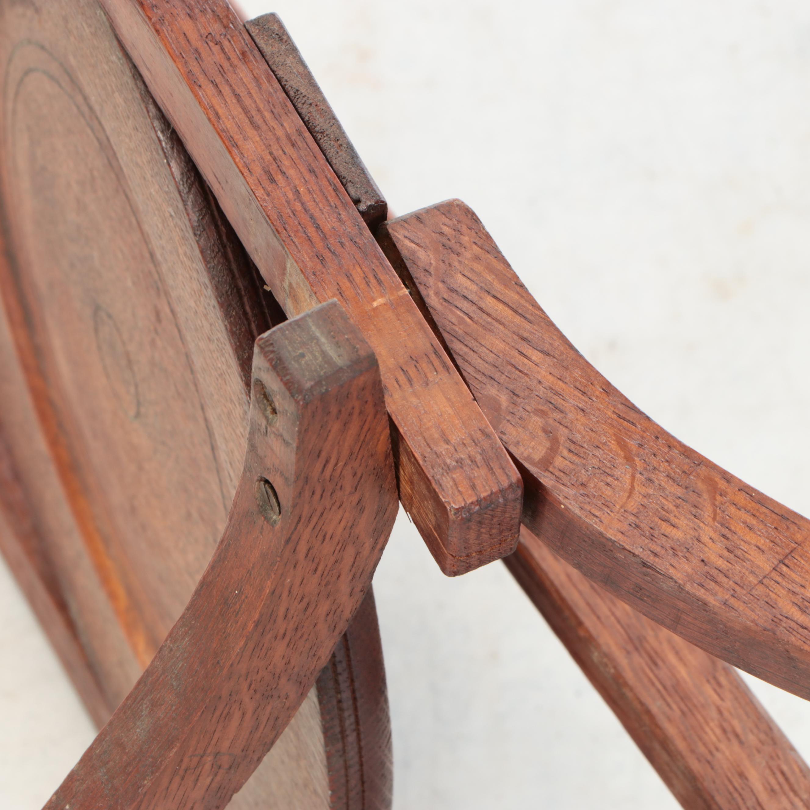 Craftsman Oak Folding Cake Stand, Early 20th Century