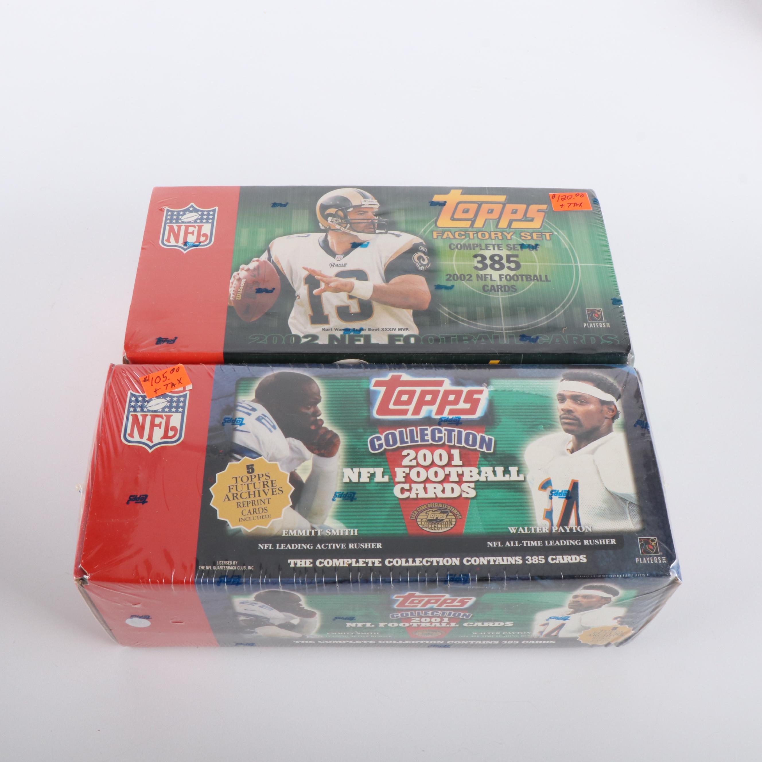 Sealed Topps Football Card Sets Featuring Tom Brady and More, 2001-2007