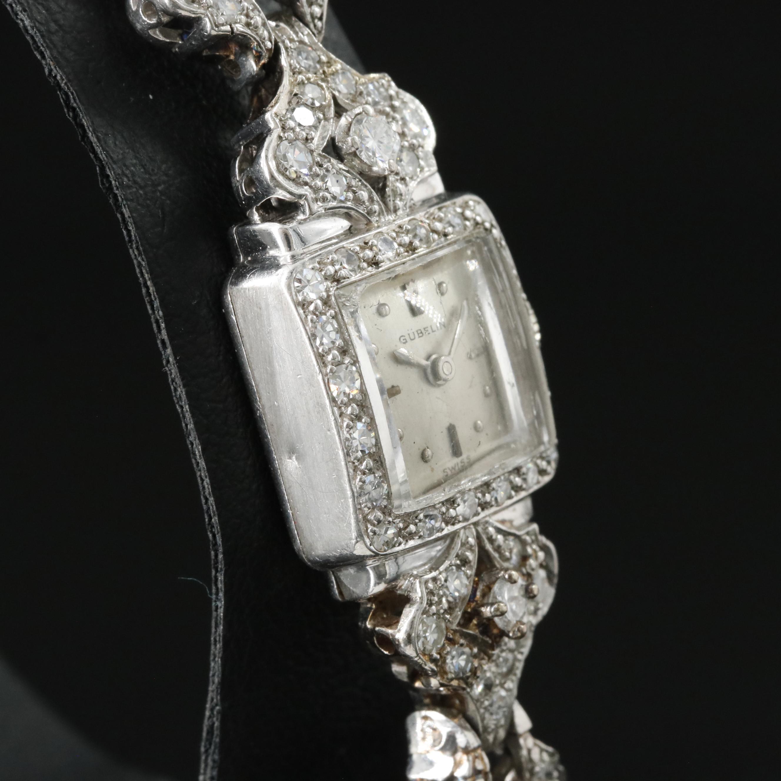 Gübelin Palladium & Diamond Vintage Cocktail Watch