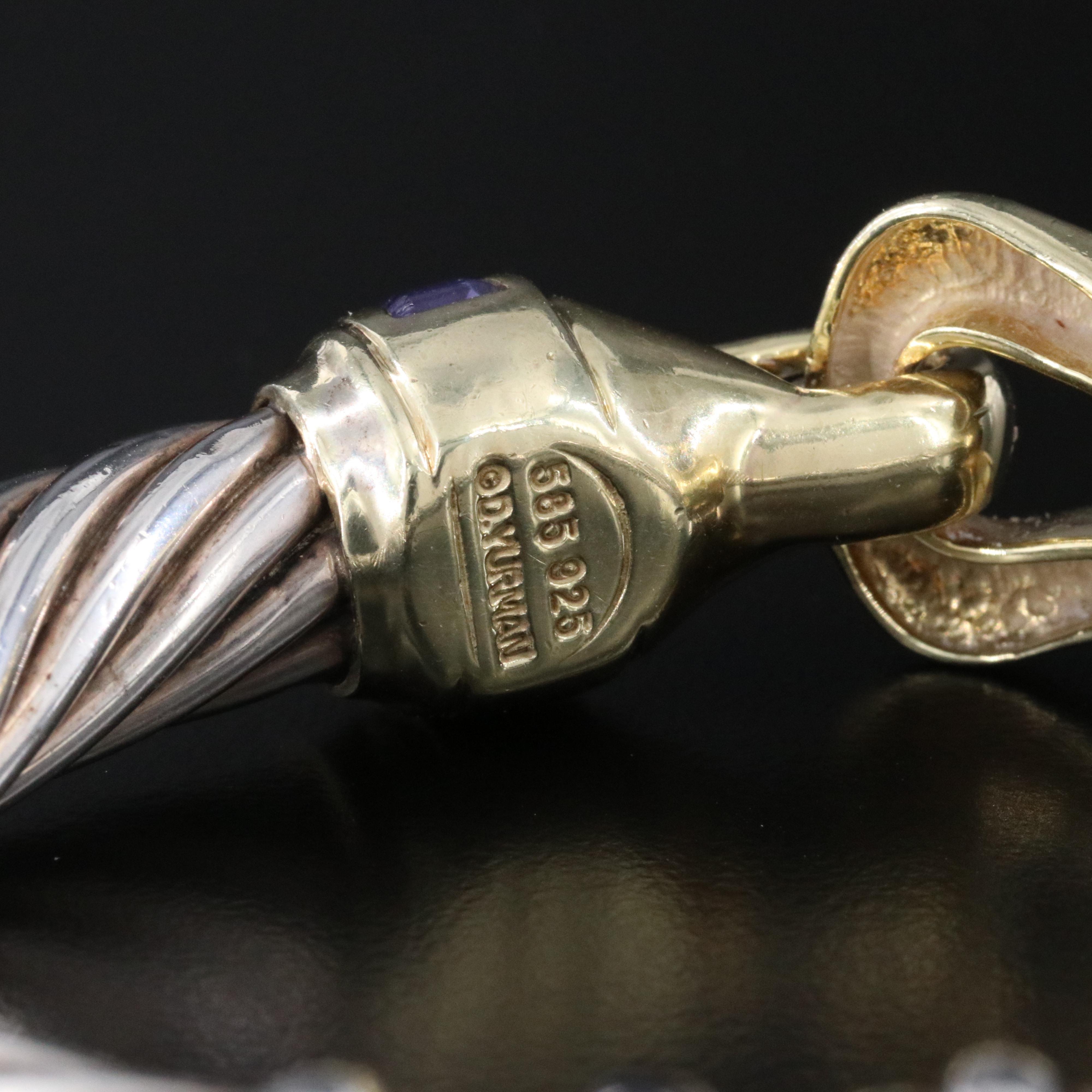 David Yurman Classic Cable Sterling Iolite Buckle Bracelet with 14K Accents