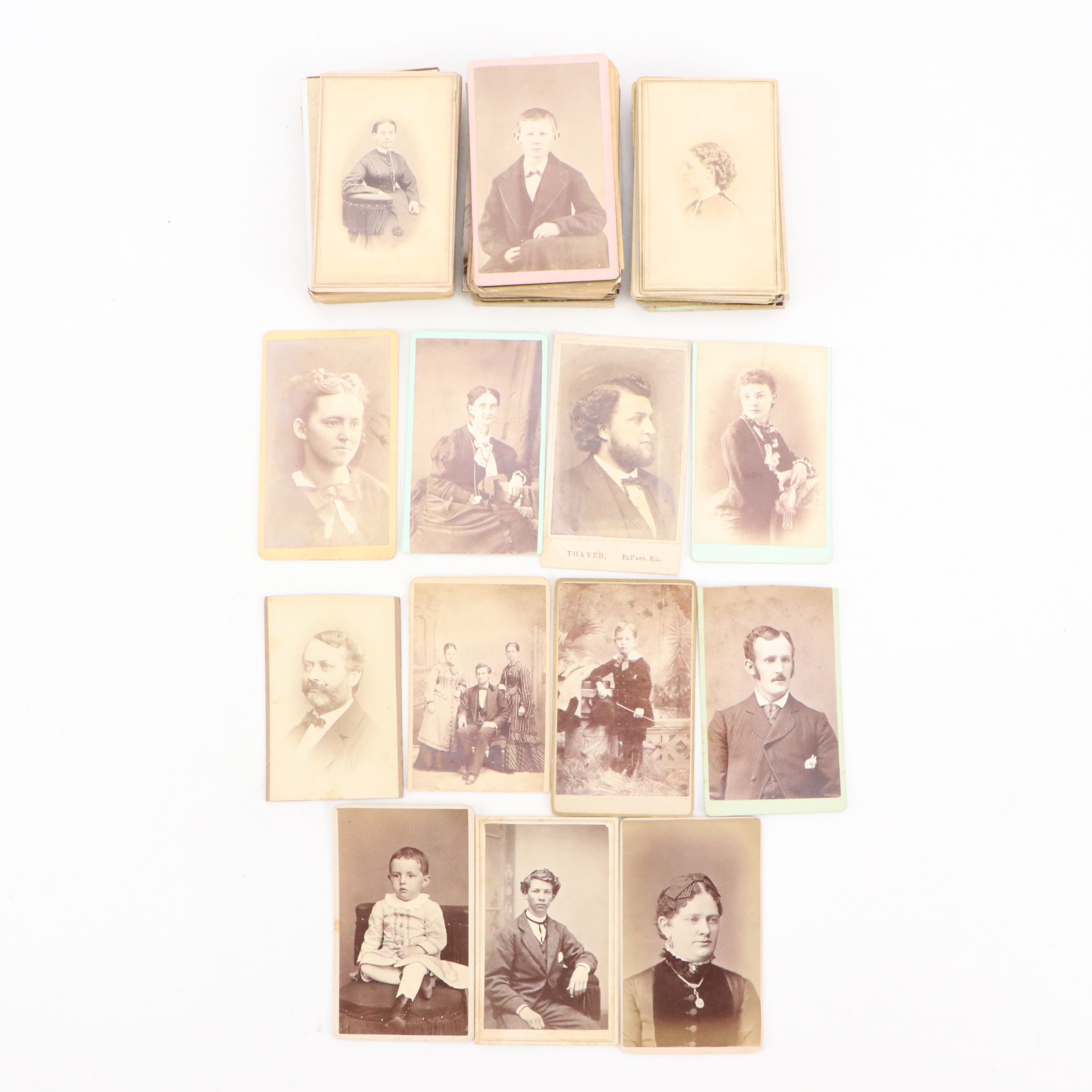 Carte de Visite Portraits of Man, Women and Children, Mid-19th Century