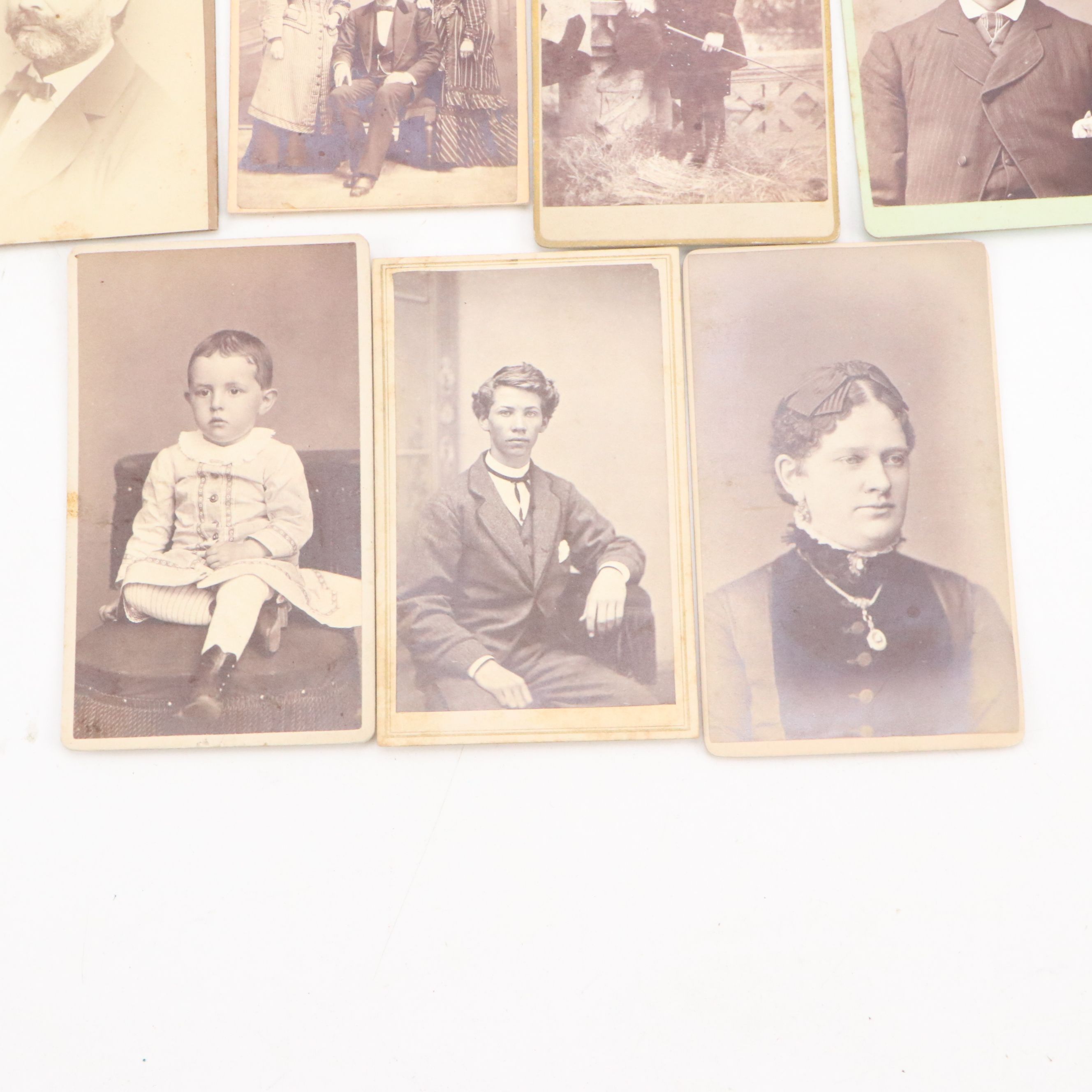 Carte de Visite Portraits of Man, Women and Children, Mid-19th Century
