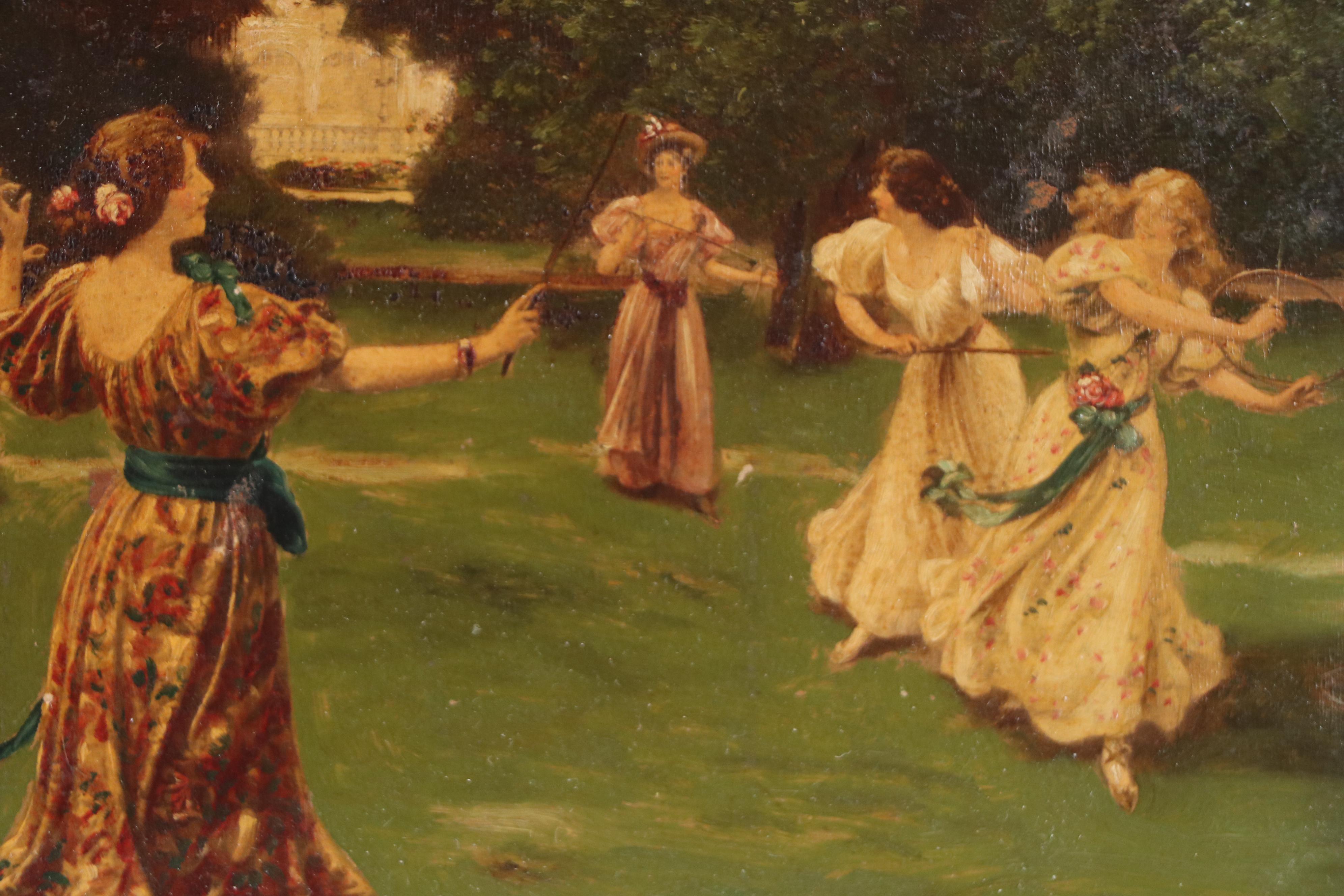 Hand-Embellished Photogravures After Wilhelm Menzler of Women Socializing