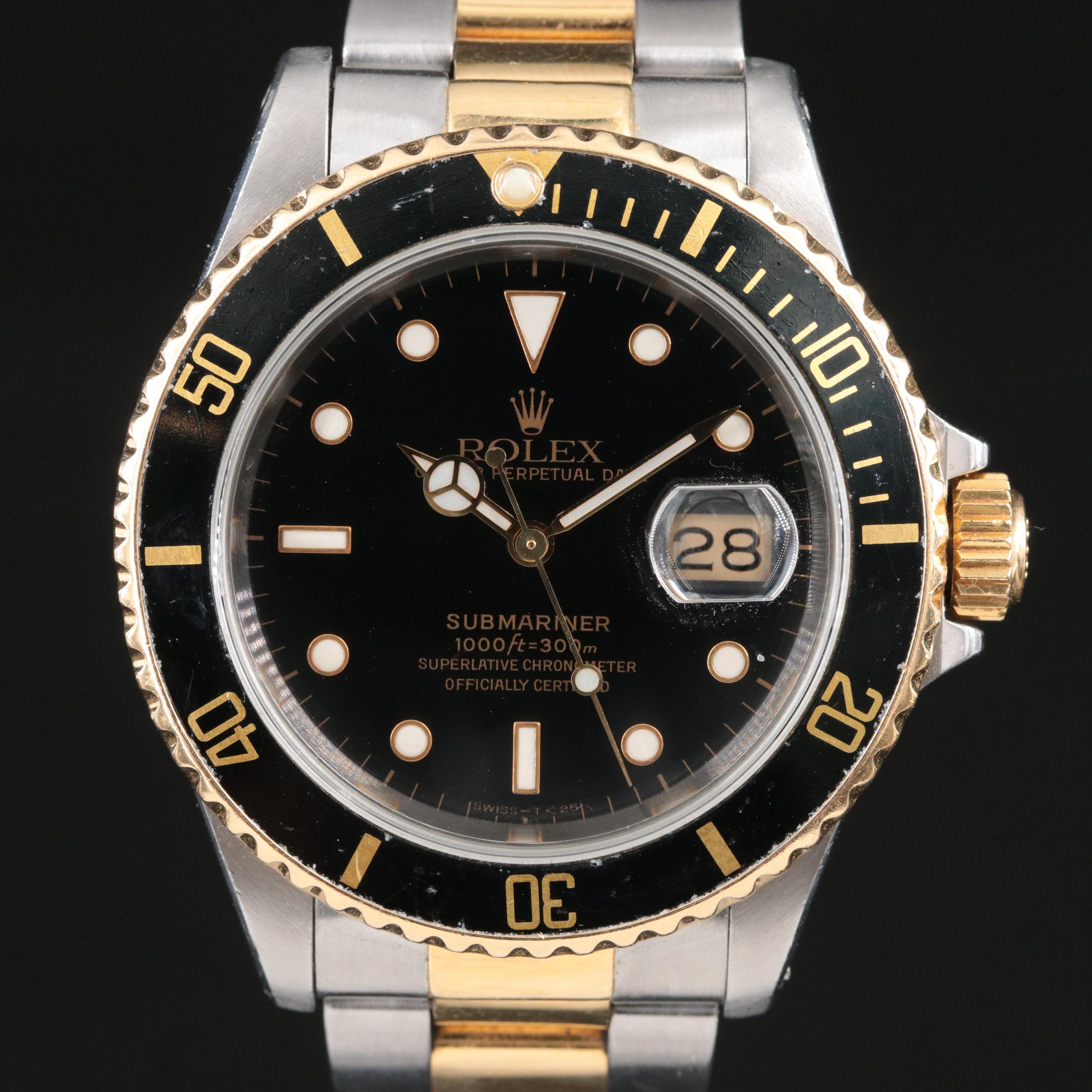 1993-94 Rolex Submariner Date Black Dial Two-Tone 16613 Watch