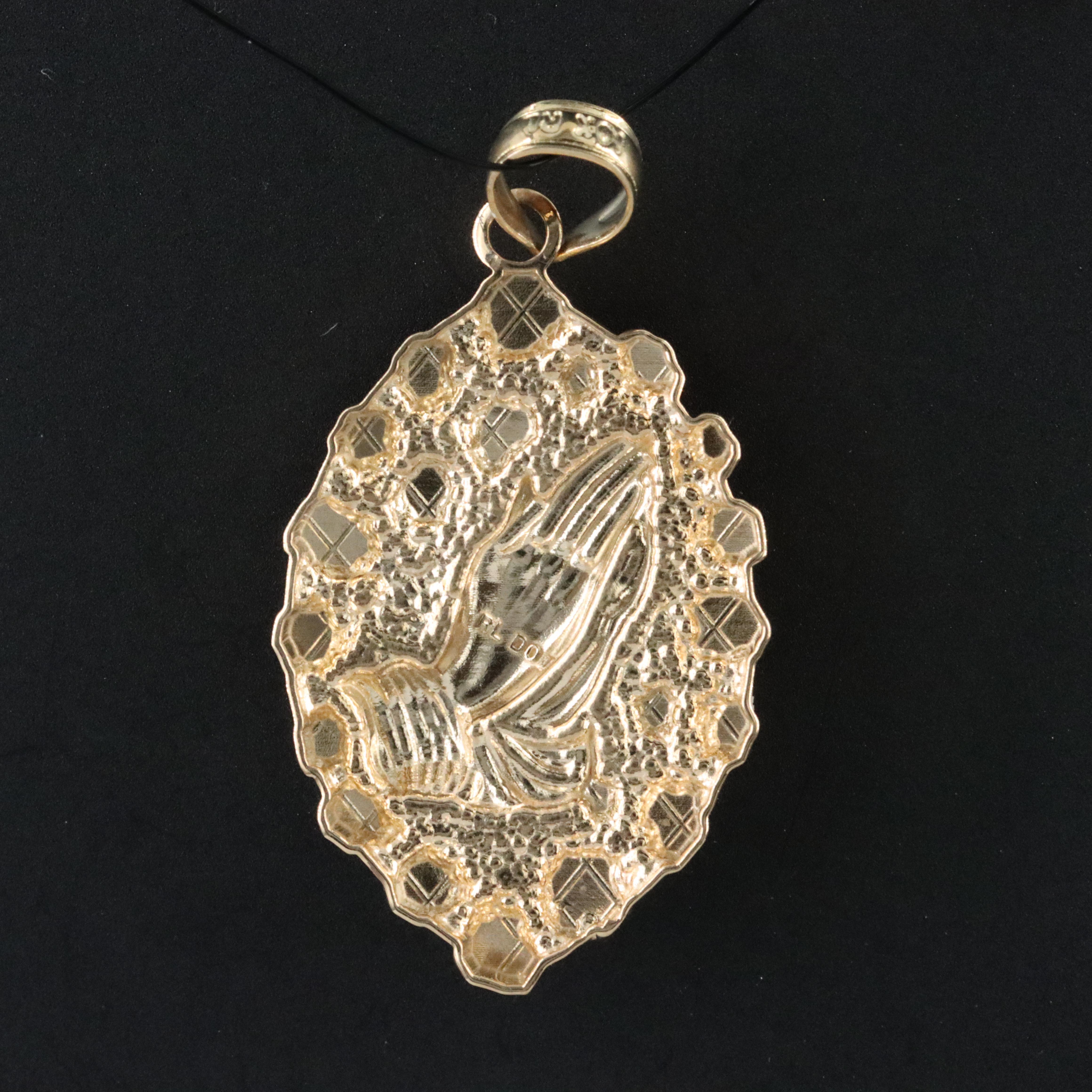 10K Two-Tone Praying Hands Pendant