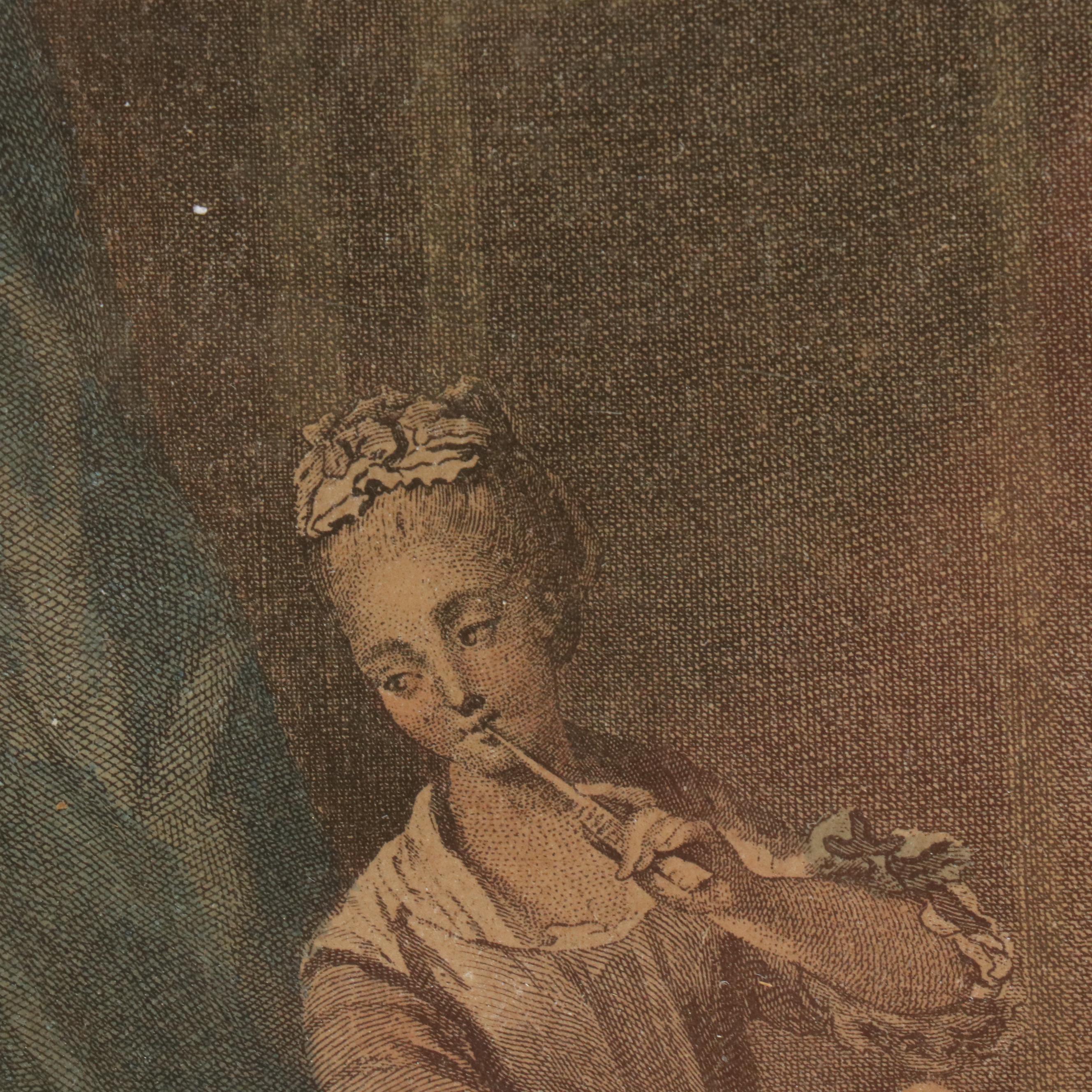 After Sigmund Freudenberger Hand-Colored Engraving "La Toilette," 1774