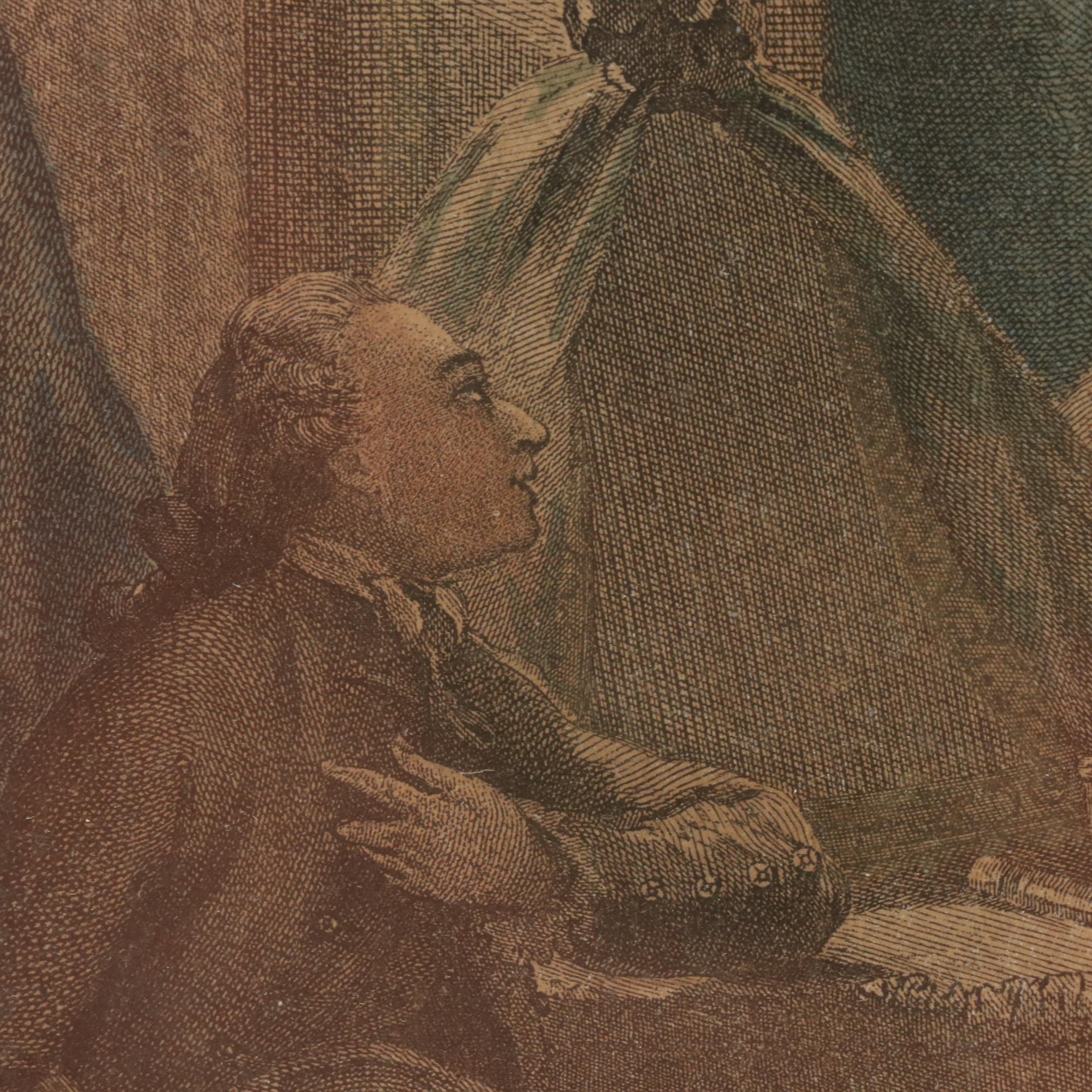 After Sigmund Freudenberger Hand-Colored Engraving "La Toilette," 1774