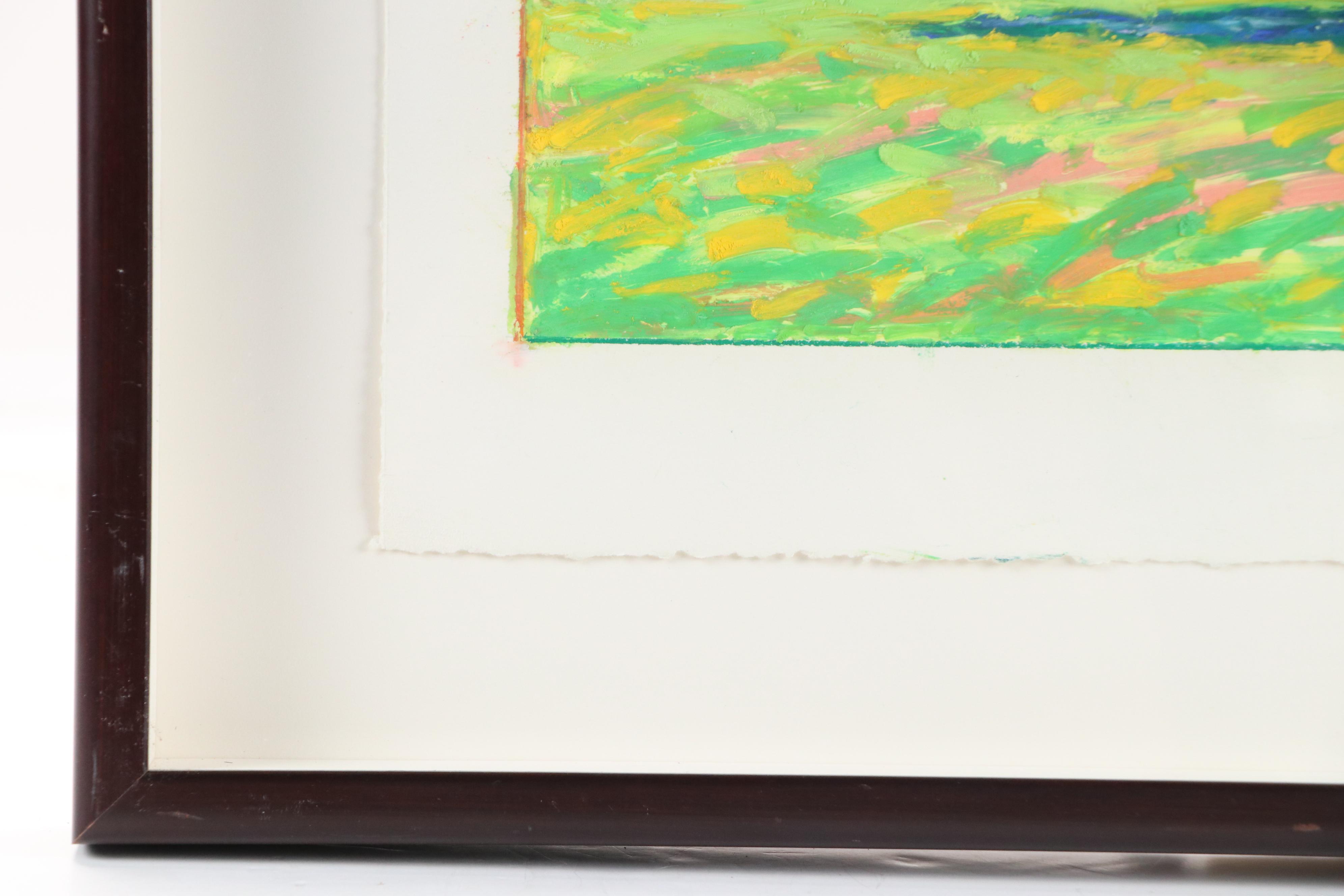 Landscape Oil Pastel Drawing of Trees, Late 20th/21st Century